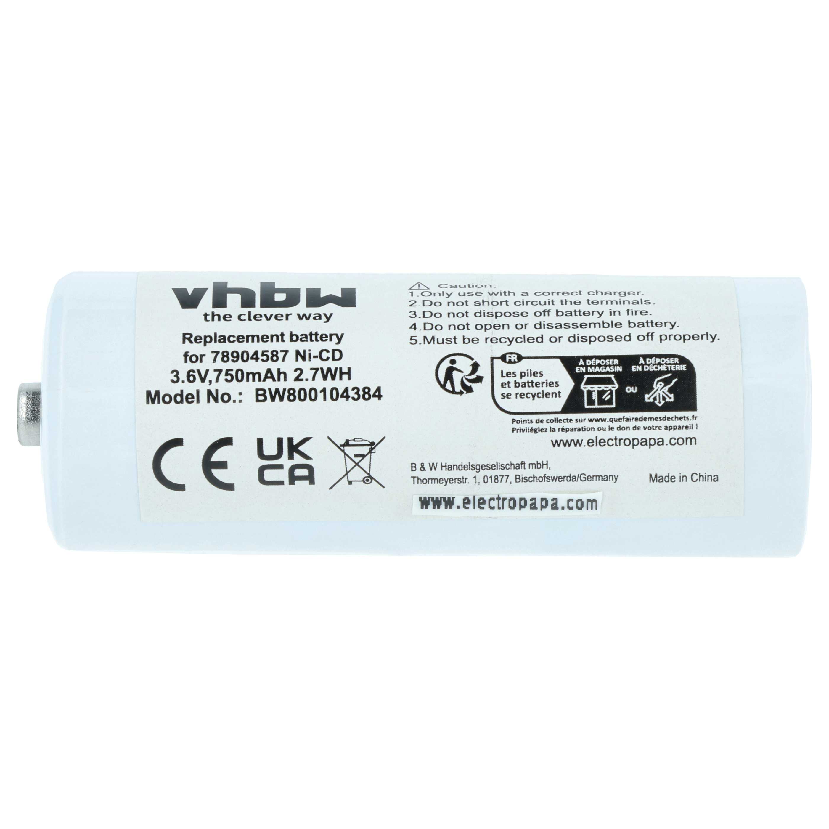 Batterie (2 pcs.) remplace Welch Allyn 78904587 pour appareil médical Cardinal Medical - 750mAh 3,6V NiCd