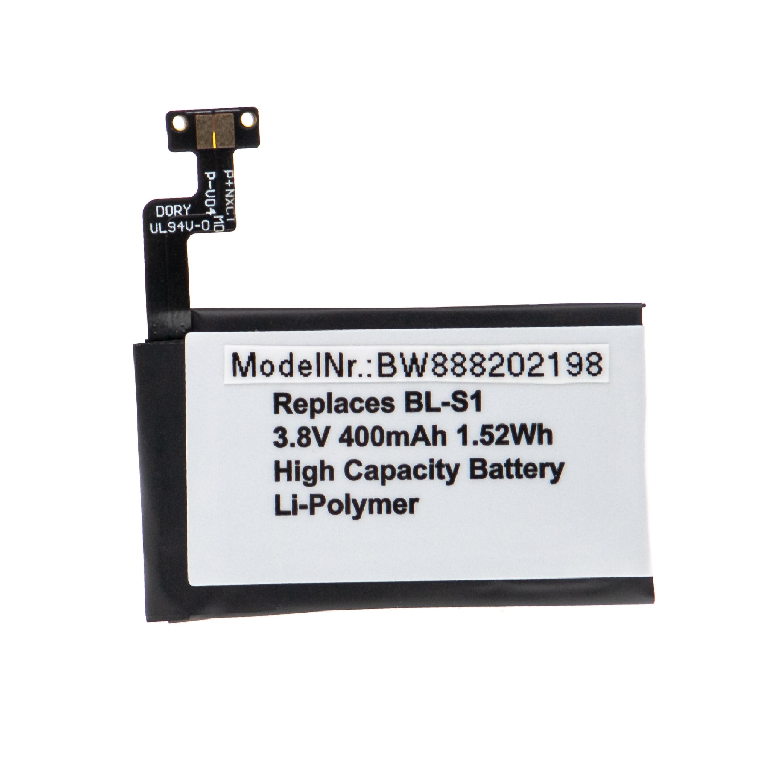 Batterie remplace LG BL-S1 pour montre connectée - 400mAh 3,8V Li-polymère