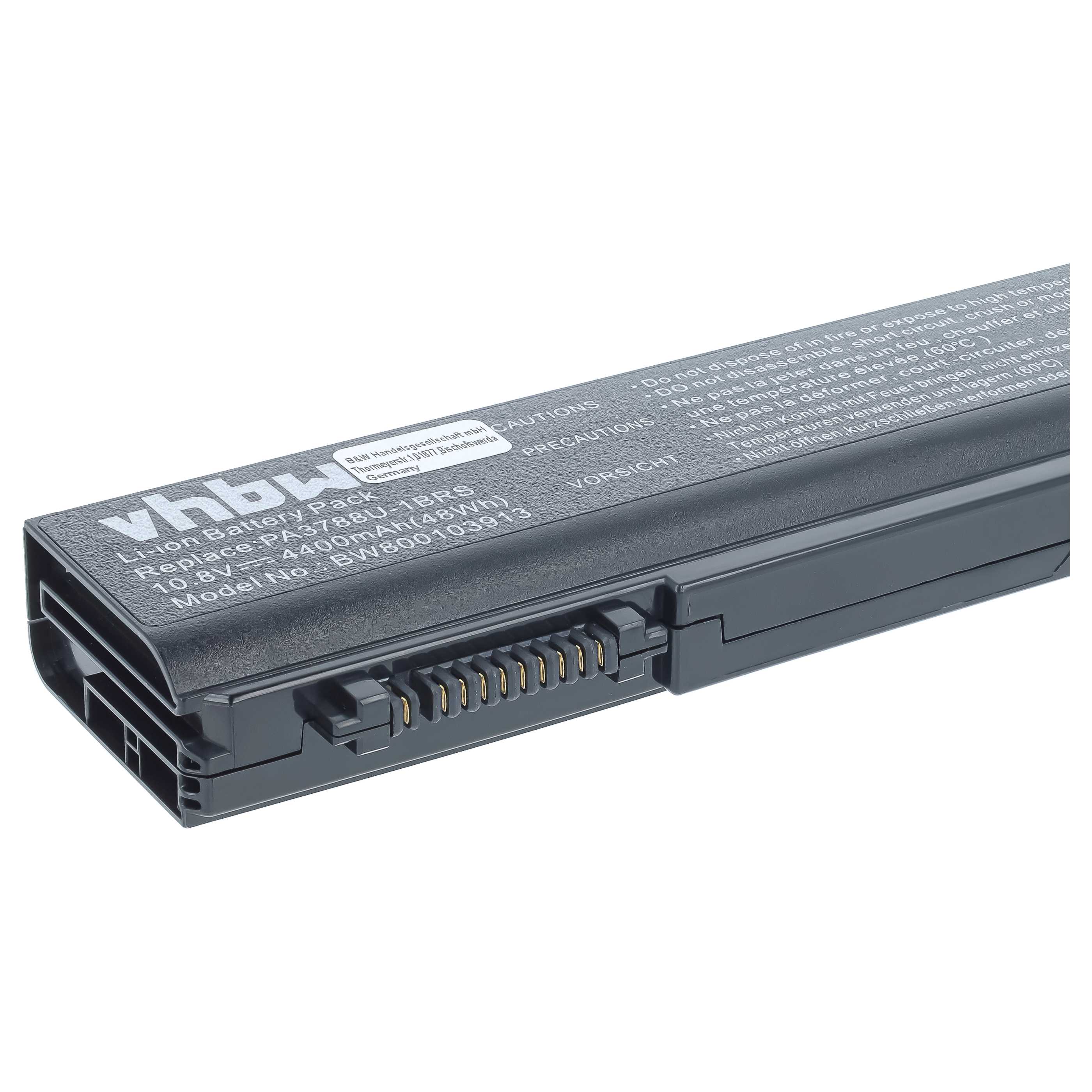 Batería recargable reemplaza Toshiba PA3788, PA3788U-1BRS para notebook - 4400 mAh 10,8 V Li-Ion negro