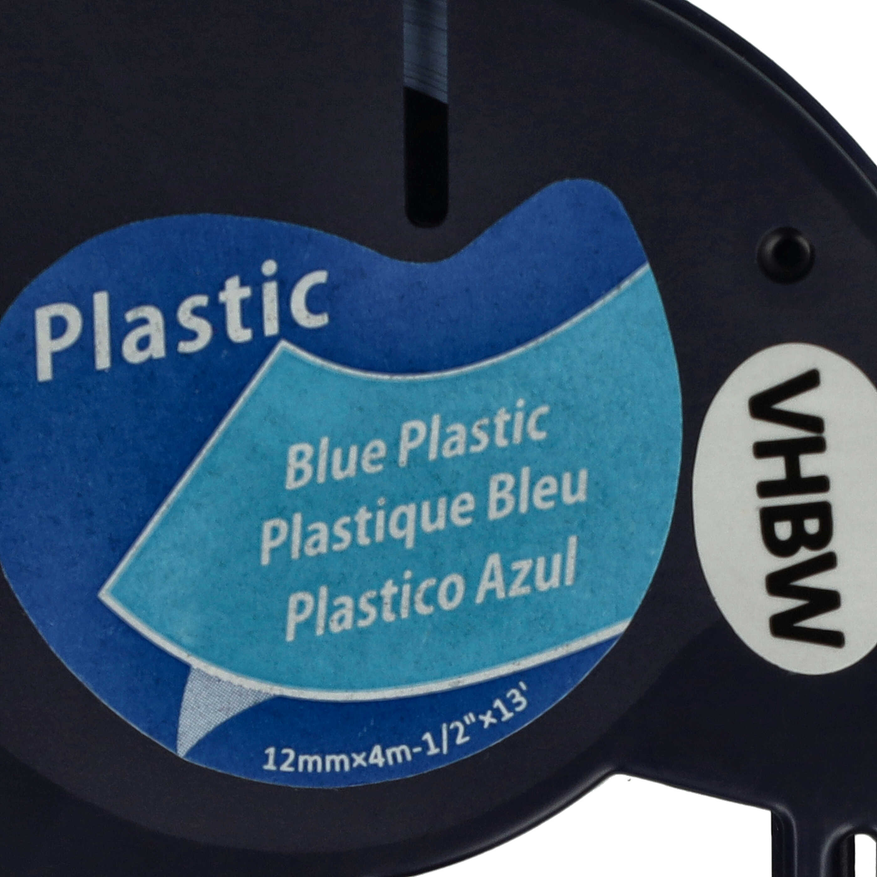 Casete cinta escritura plástico reemplaza Dymo 91225, S0721650 Negro su Azul