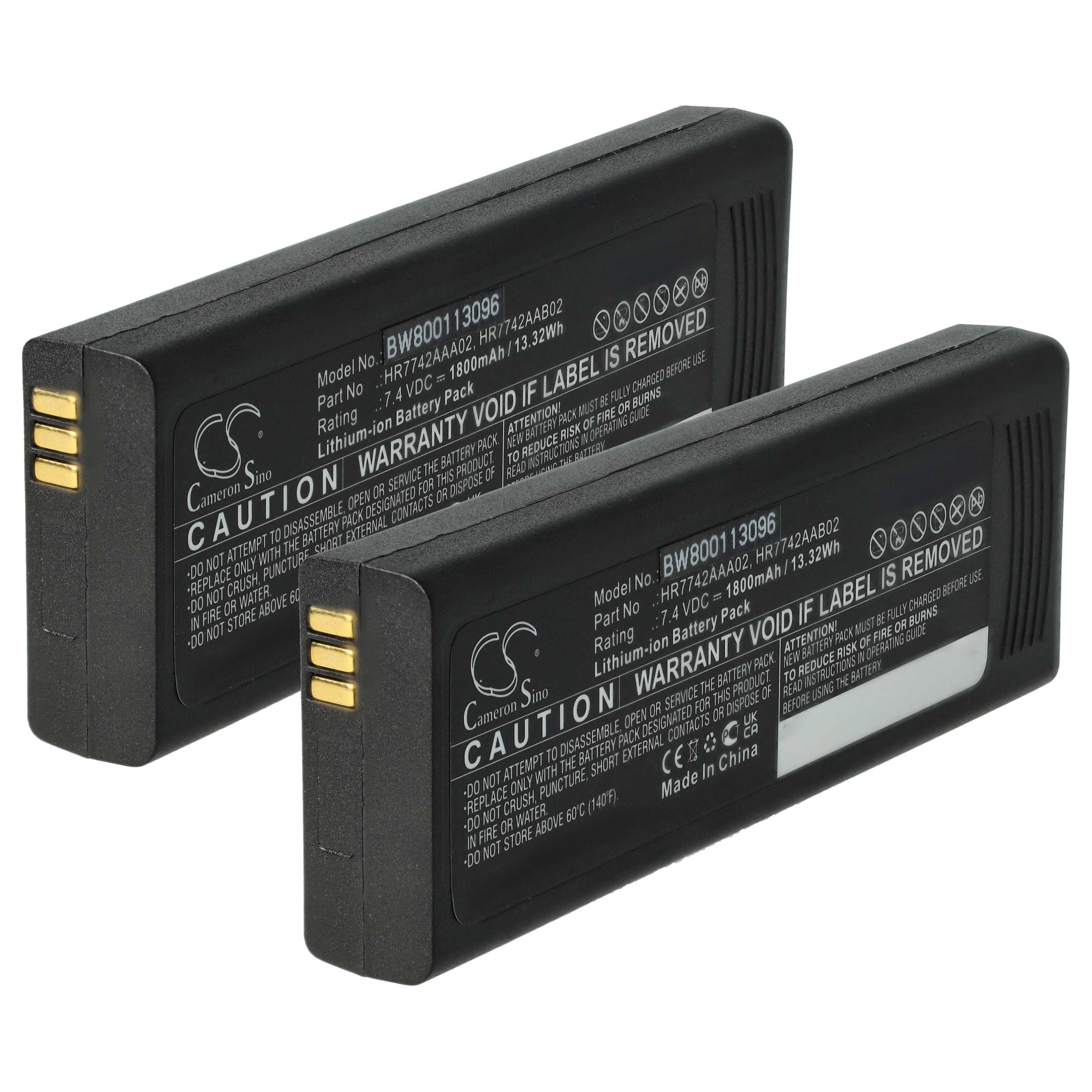 Radio 2x Battery replaces EADS HR7742AAA02, HR7742AAB02 - 1800 mAh 7.4 V Li-Ion