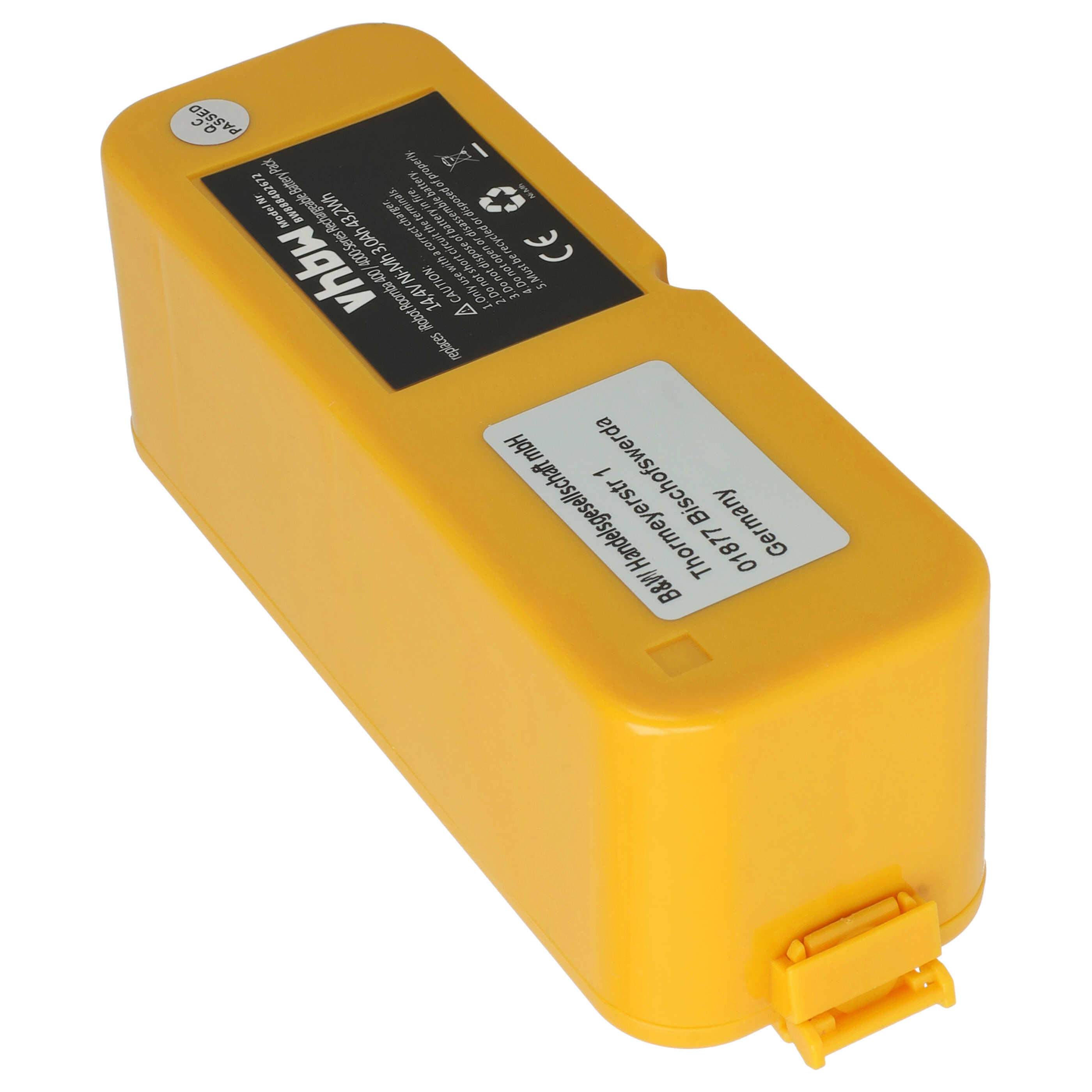 Batteria sostituisce APS 4905, NC-3493-919, 11700, 17373 per aspirapolvere iRobot - 3000mAh 14,4V NiMH giallo