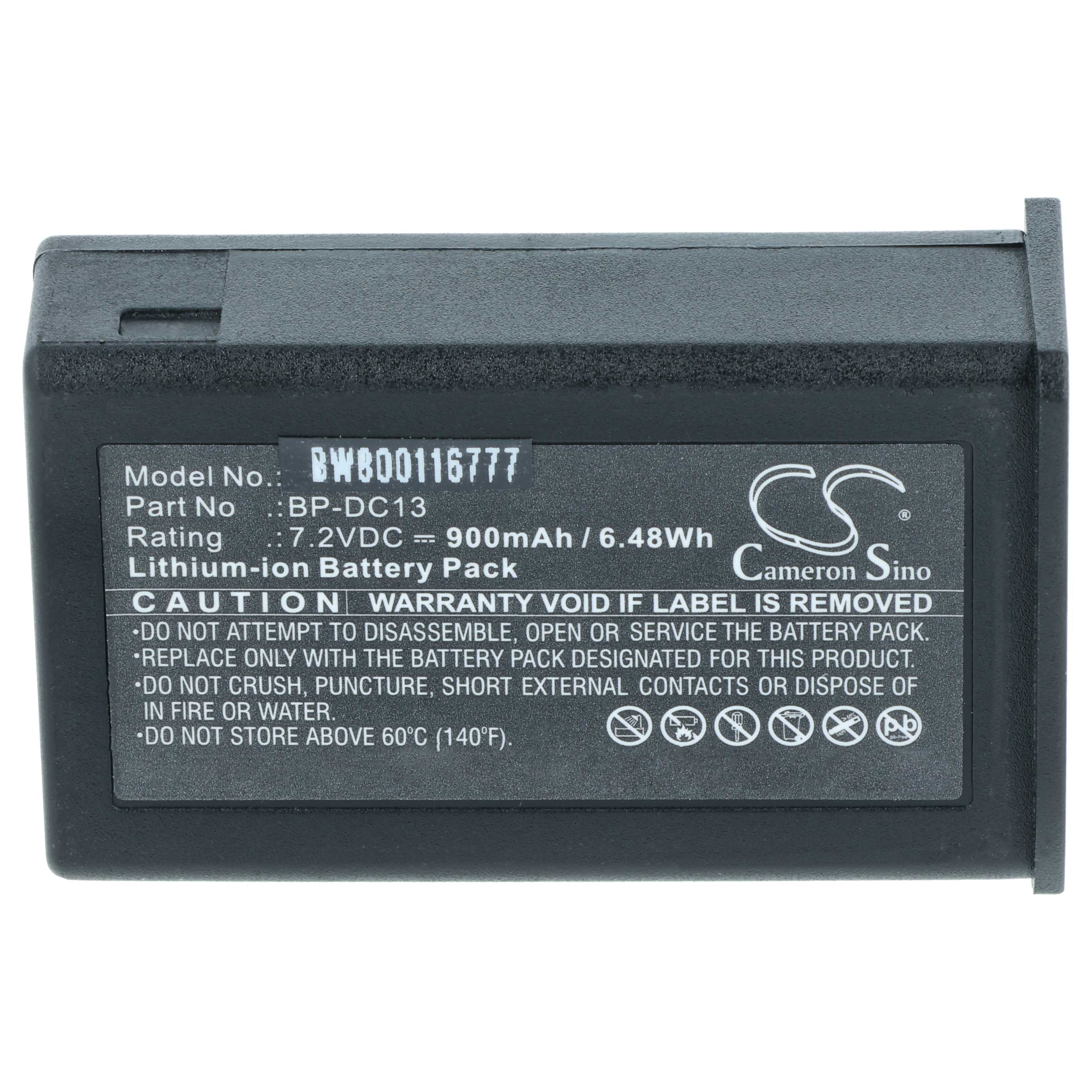 Battery replaces Leica BP-DC13 - 900mAh, 7.2V, Li-Ion