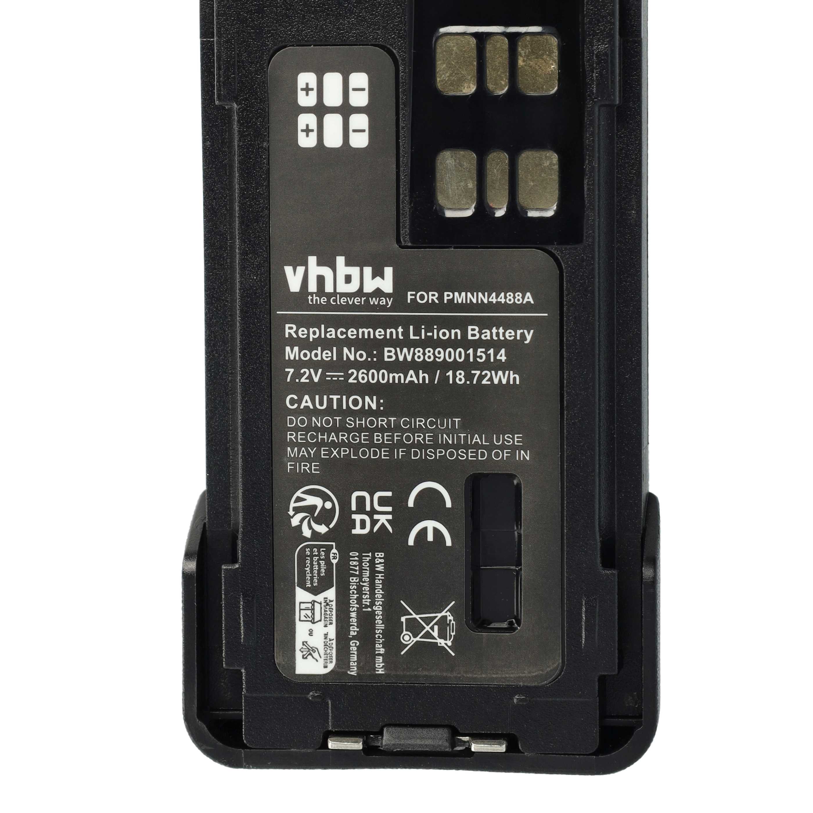 Radio 2x Battery replaces Motorola PMNN4416, PMNN4415AR, PMNN4415, PMNN441 - 2600 mAh 7.4 V Li-Ion + Belt Clip