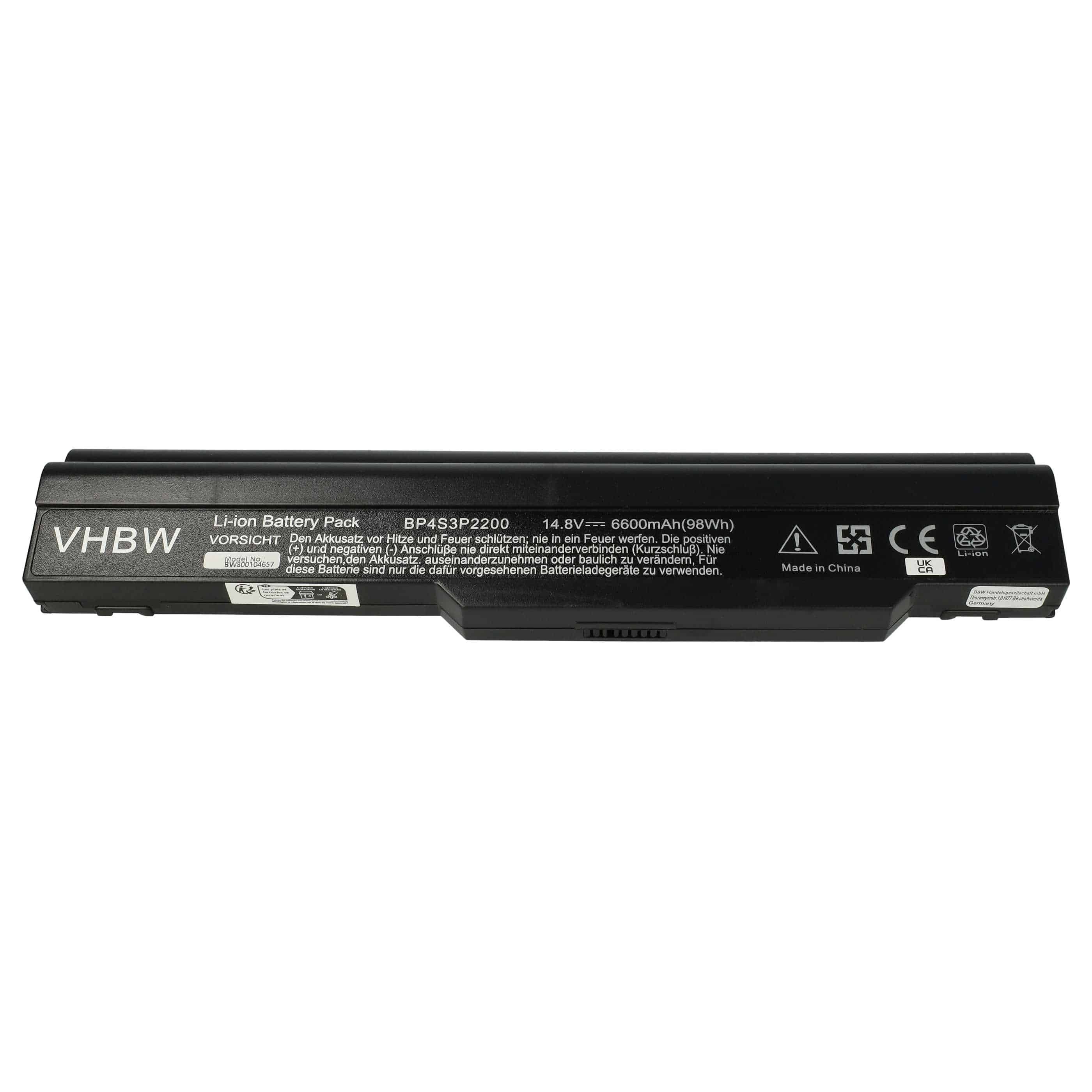 Batería reemplaza Medion 40026030, 40026032(HYB) para notebook Hasee - 6600 mAh 14,8 V Li-Ion negro