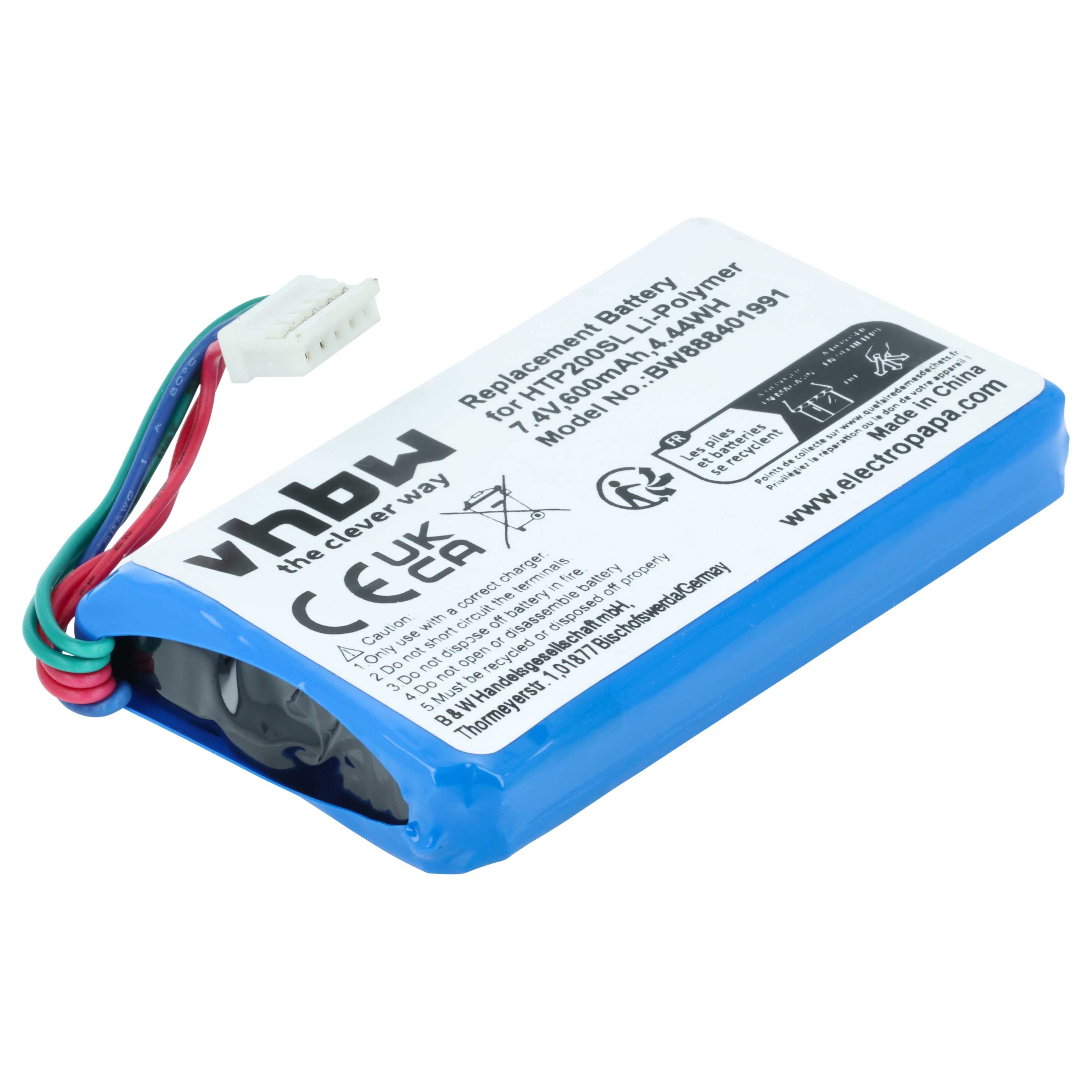 Printer Battery replaces HP 1AS84-60006 - 600 mAh 7.4 V Li-polymer