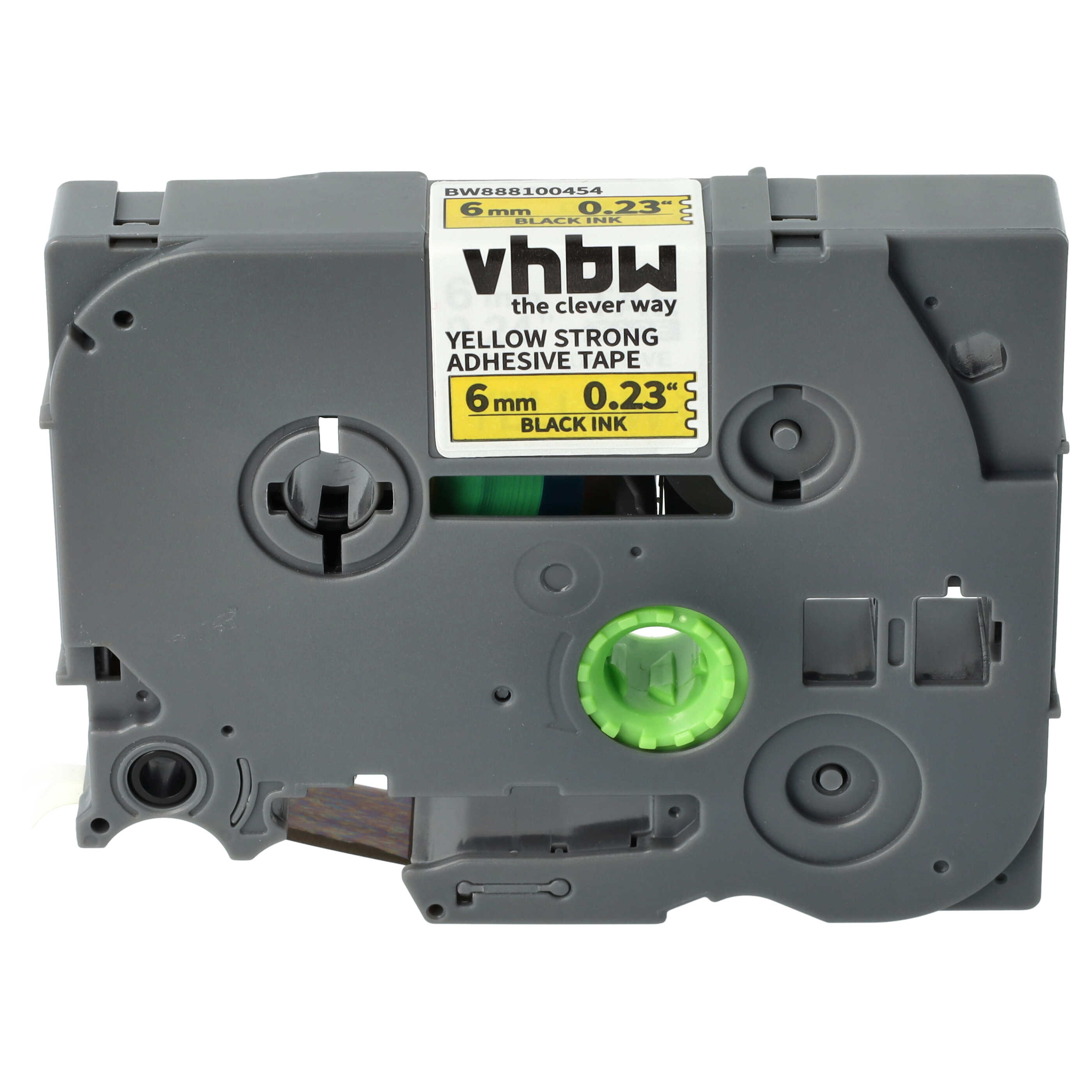 Label Tape as Replacement for Brother TZE-S611 - 6 mm Black to Yellow, Extra Stark