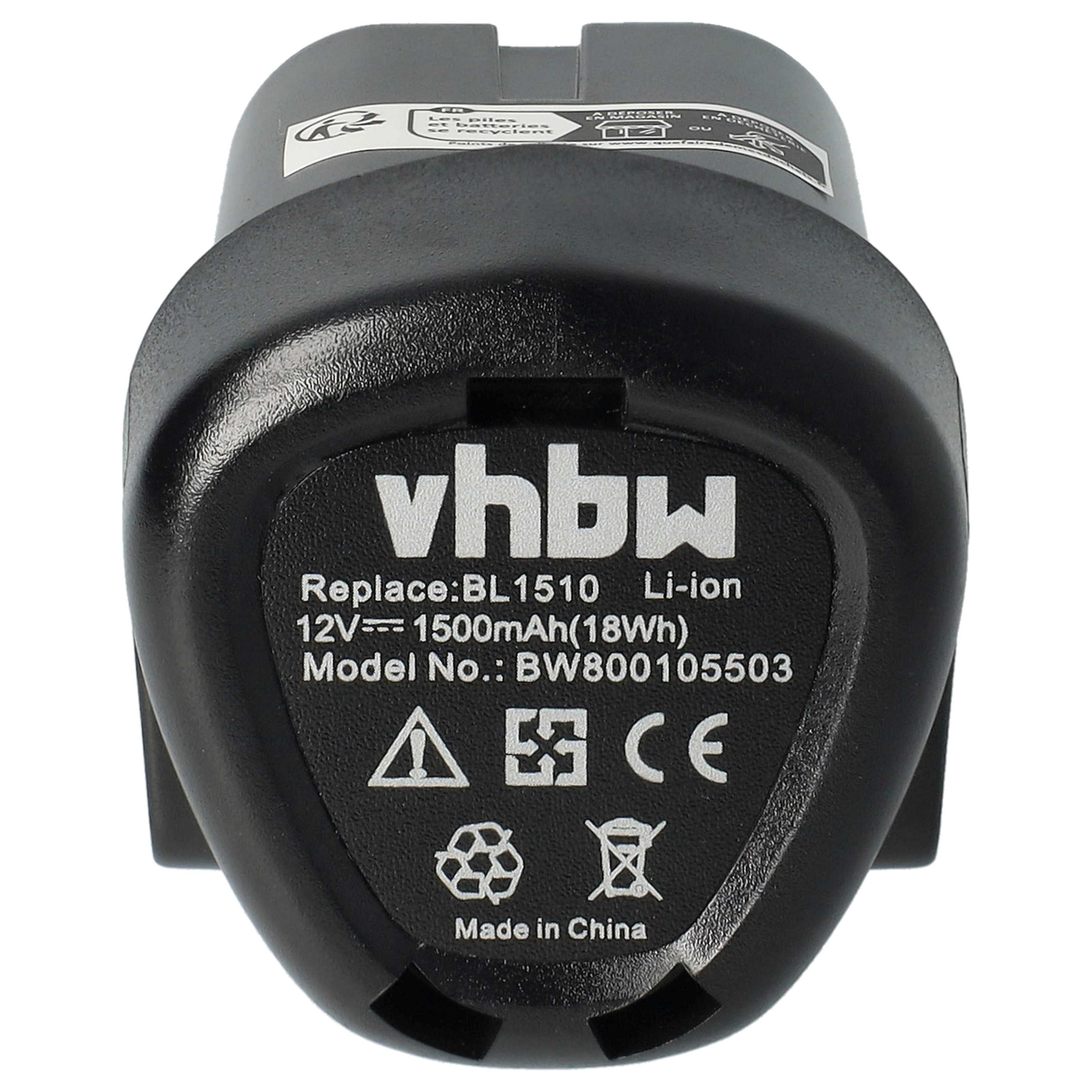 Battery replaces Black & Decker BL1110, BL1310, BL1510, LB12 Electric Power Tool - 1500 mAh, 12 V, Li-Ion