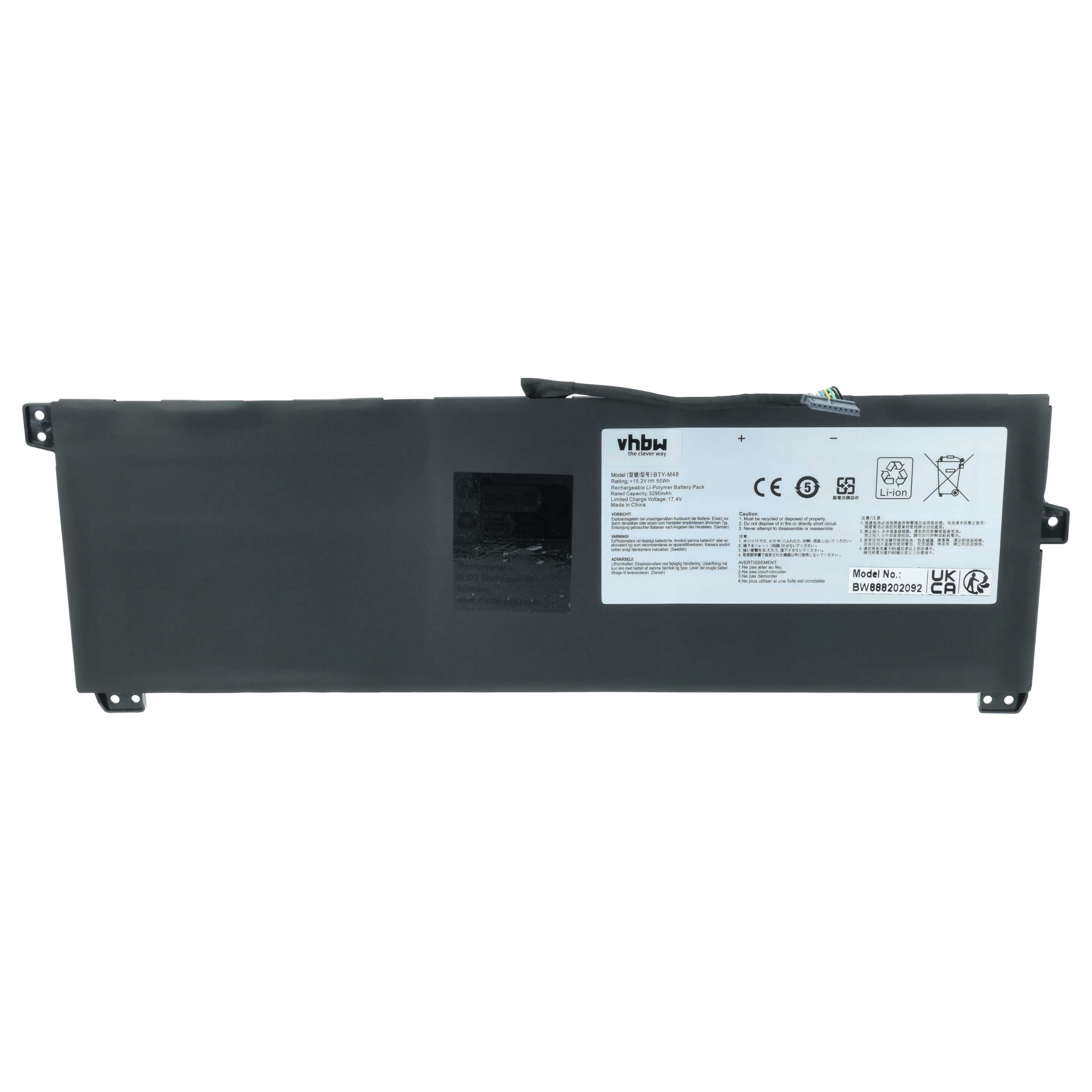 Akumulator do laptopa zamiennik MSI BTY-M48, 4ICP5/41/119 - 3250 mAh 15,2 V LiPo, czarny