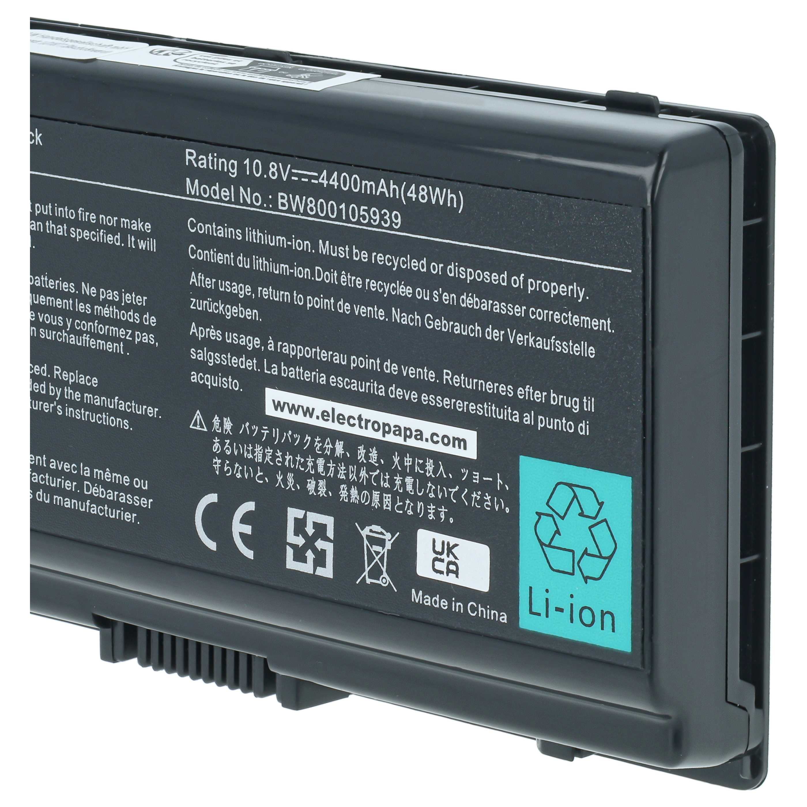 Batterie remplace Toshiba PA3615U-1BRM pour ordinateur portable Toshiba- 4400mAh 10,8V Li-ion, noir