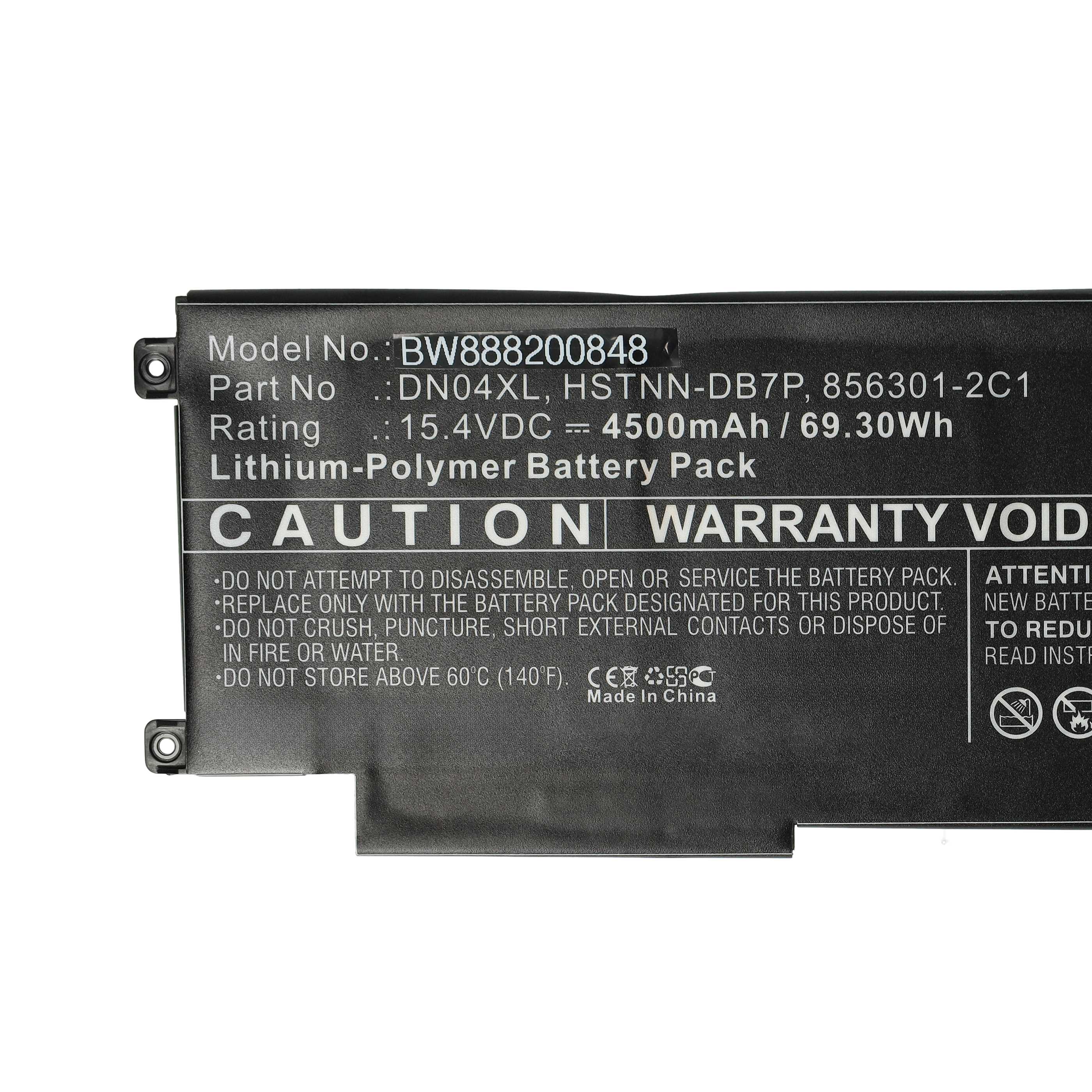 Batterie remplace HP 856543-855, 856301-2C1 pour ordinateur portable - 4500mAh 15,4V Li-polymère, noir