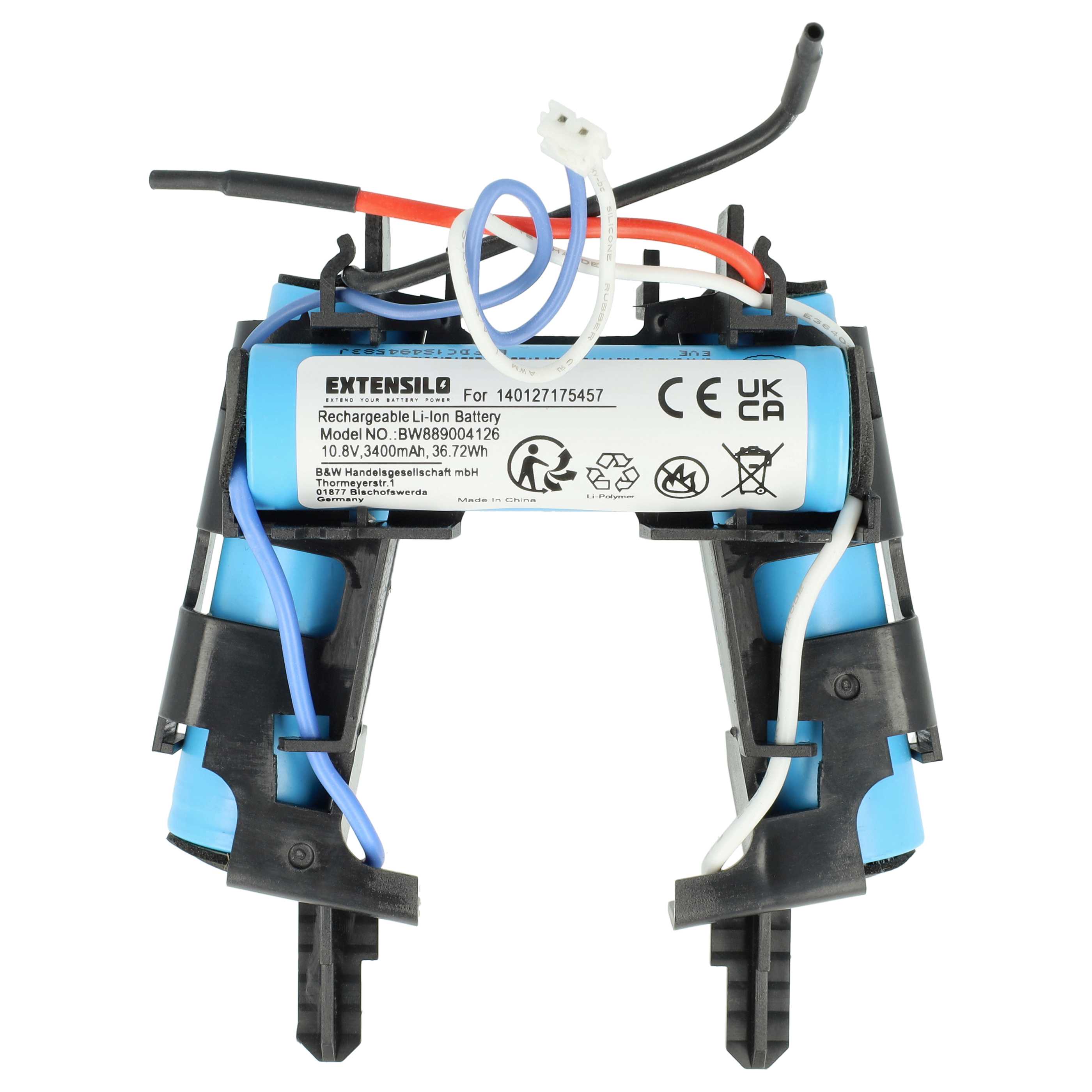 Battery replaces AEG 140127175457 for Electrolux etc. 3400mAh, 10.8V, Li-Ion
