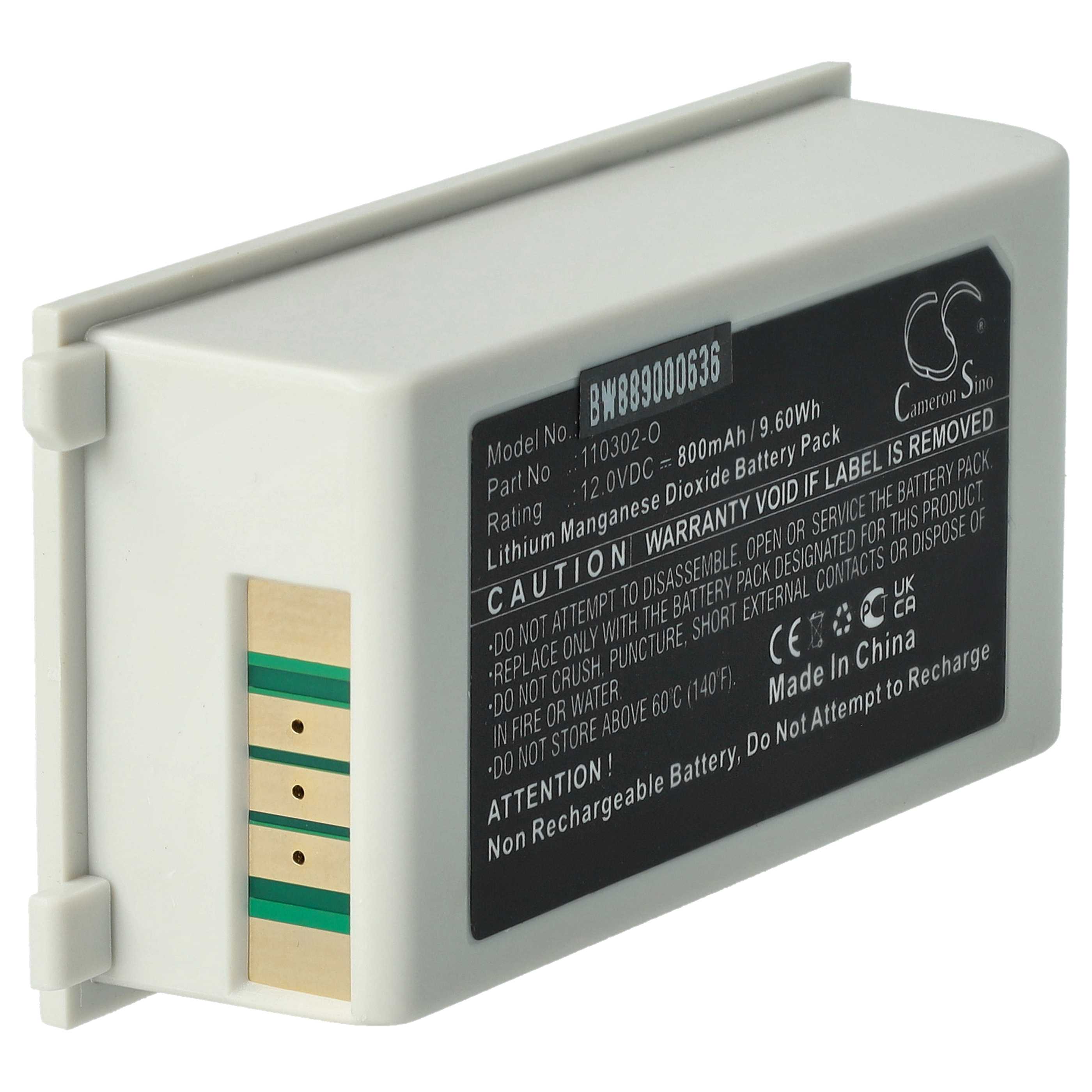 Batterie als Ersatz für Schiller 110302-O für Schiller - 800mAh 12V Li-MnO2