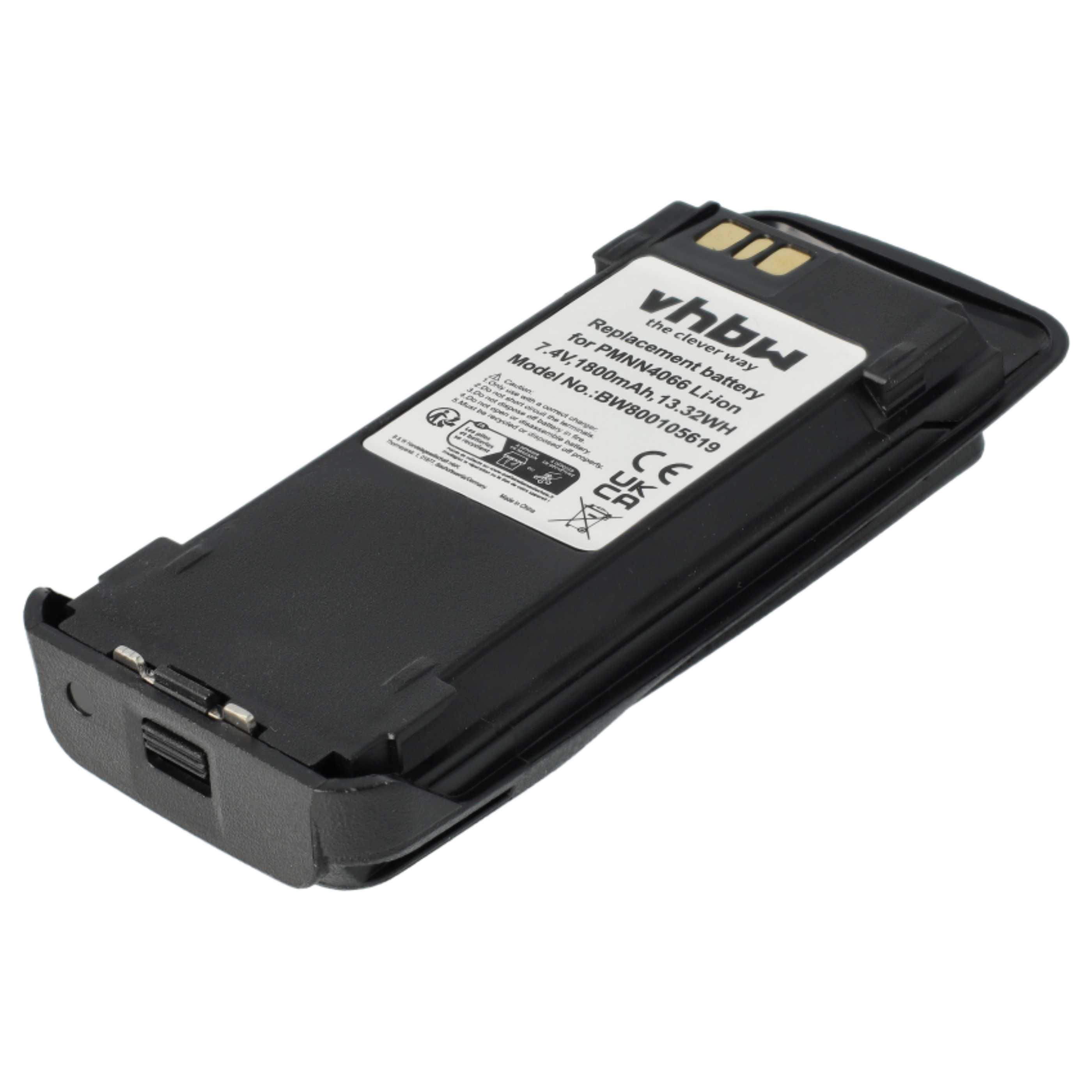 Radio 2x Battery replaces Motorola NNTN4066, PMNN4065, NNTN4077, NNTN4103 - 1800 mAh 7.4 V Li-Ion + Belt Clip