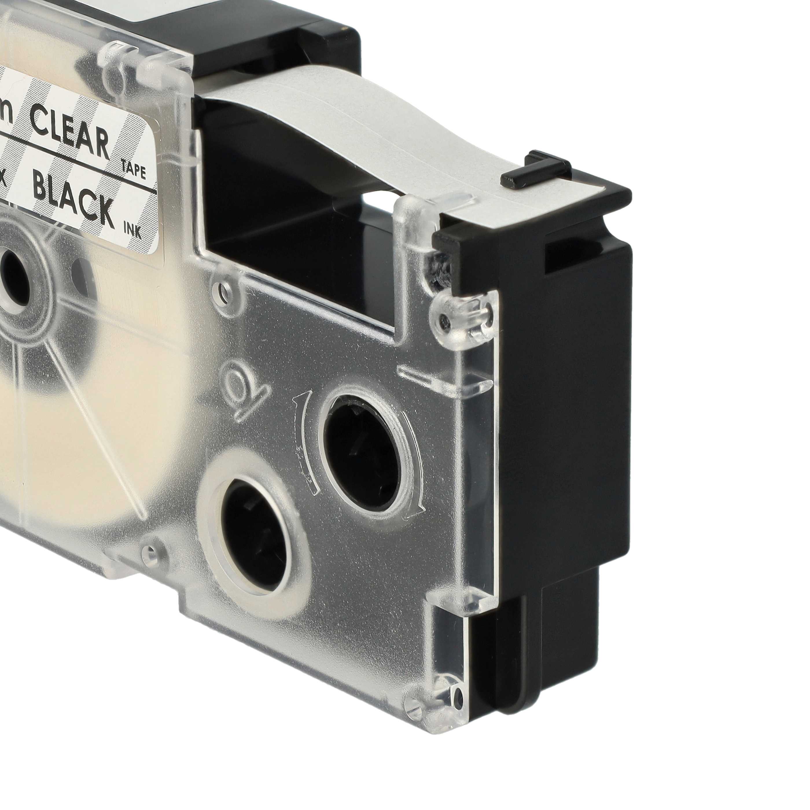 Cassette à ruban remplace Casio XR-12X1, XR-12X - 12mm lettrage Noir ruban Transparent