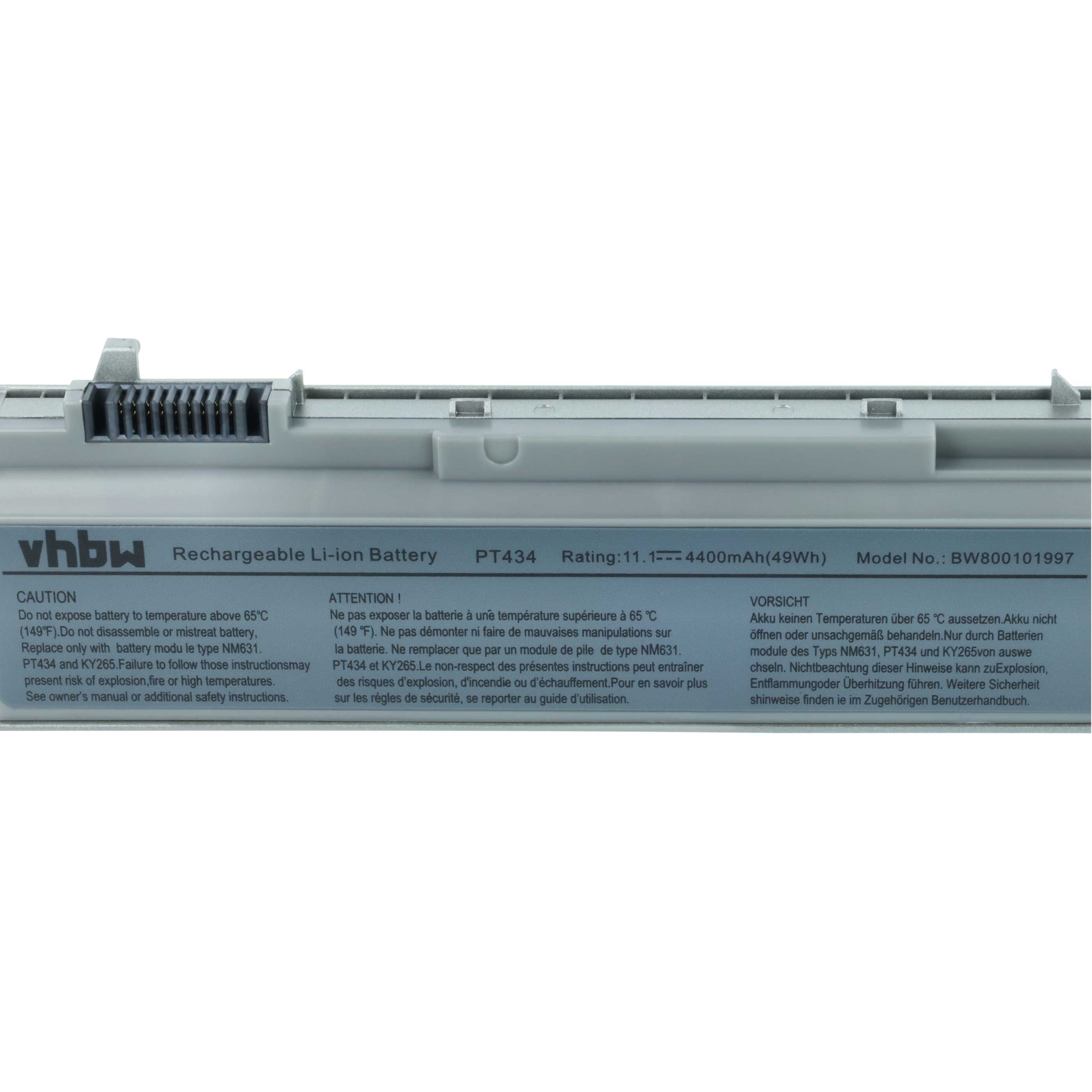Batteria sostituisce Dell 0P018K, 0MP307, 0H1391, 0GU715 per notebook - 4400mAh 11,1V Li-Ion argento grigio