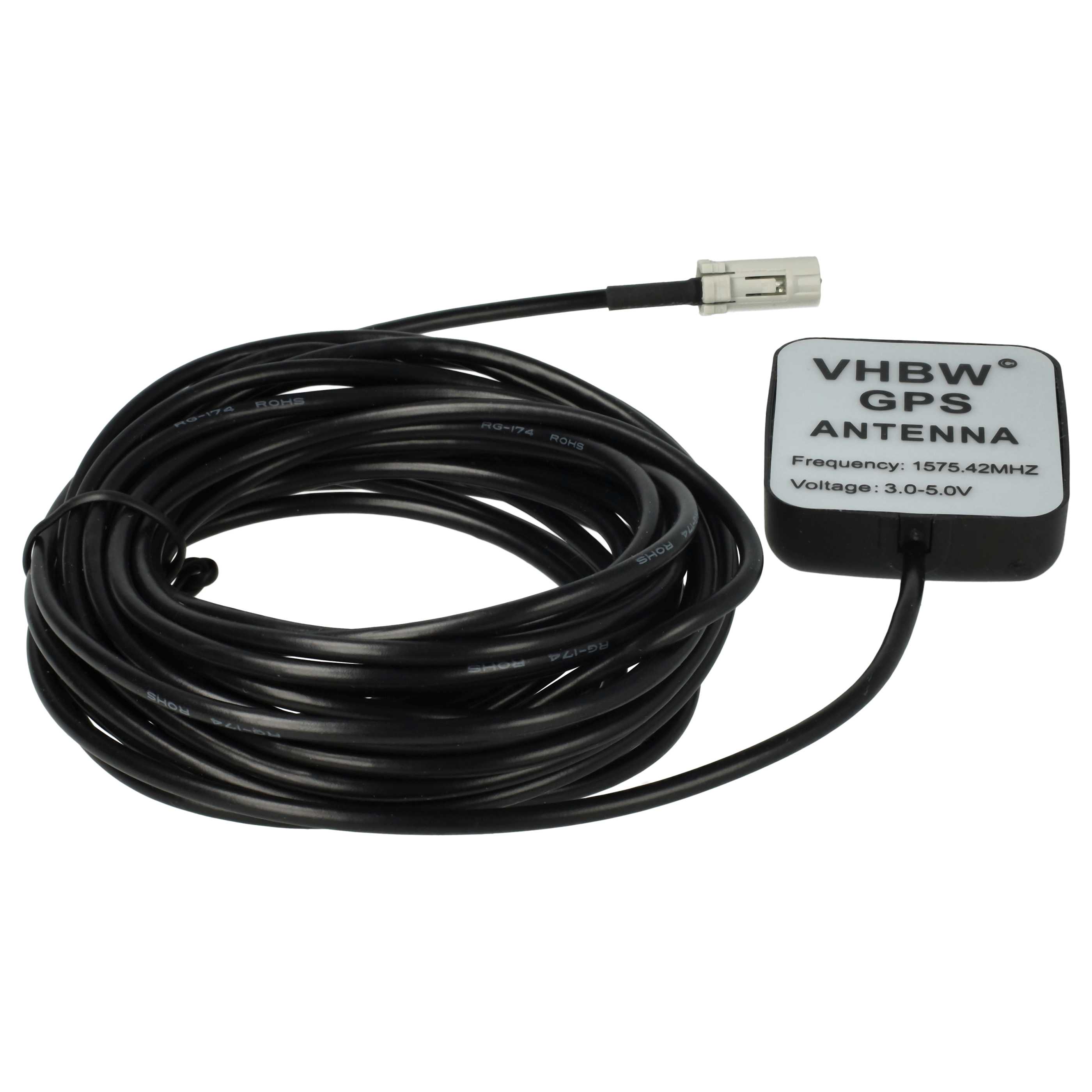 GPS Antenna suitable for Mercedes, Volvo, JVC, Pioneer Sat Nav etc. - Magnet Base, 5 m, AVIC Coupler, Black