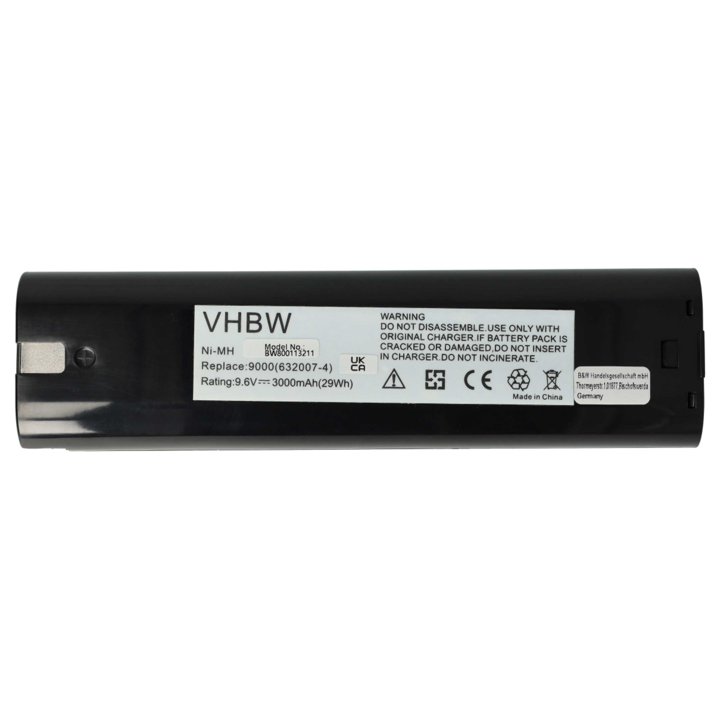 3x Battery replaces Makita 193890-9, 193889-4, 192533-0, 191681-2 Electric Power Tool - 3000 mAh, 9.6 V, NiMH
