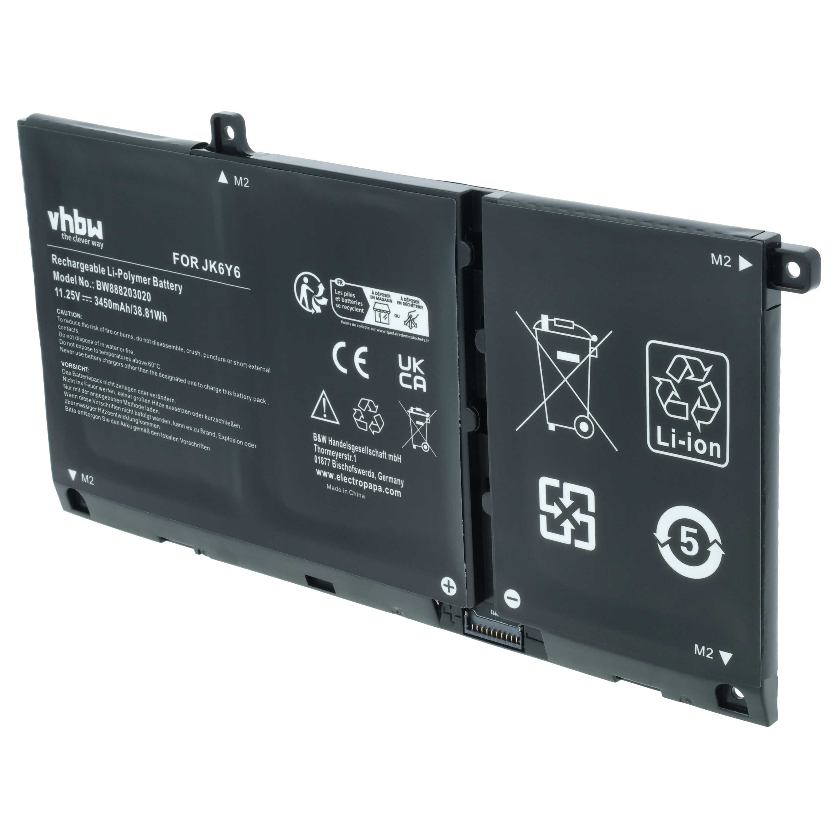 Akumulator do laptopa zamiennik Dell CF5RH, JK6Y6, C5KG6 - 3450 mAh 11,25 V LiPo