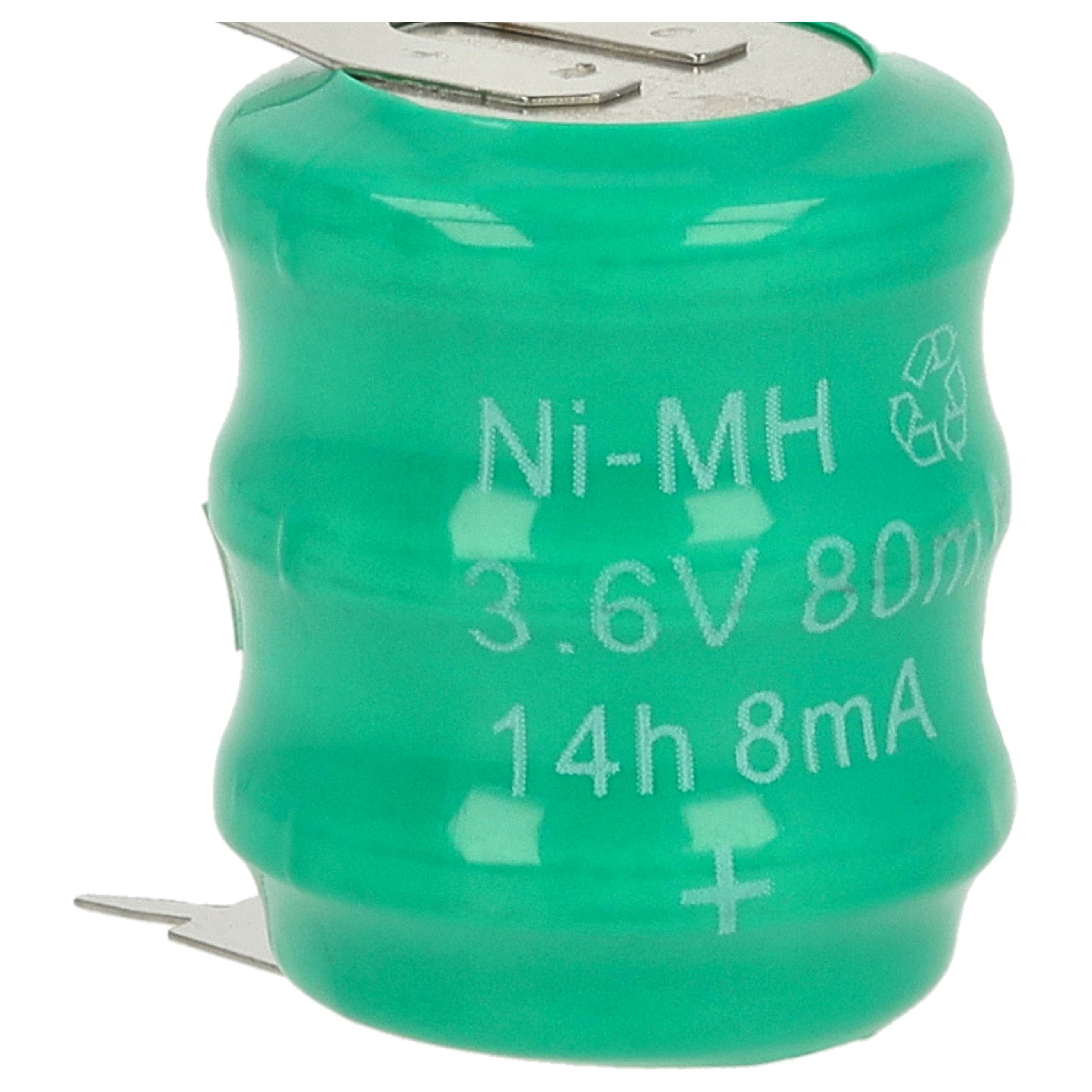 5x Button Cell Battery Type 3/V80H 2 Pins for Model Building Solar Lamps etc. - 80 mAh 3.6 V NiMH