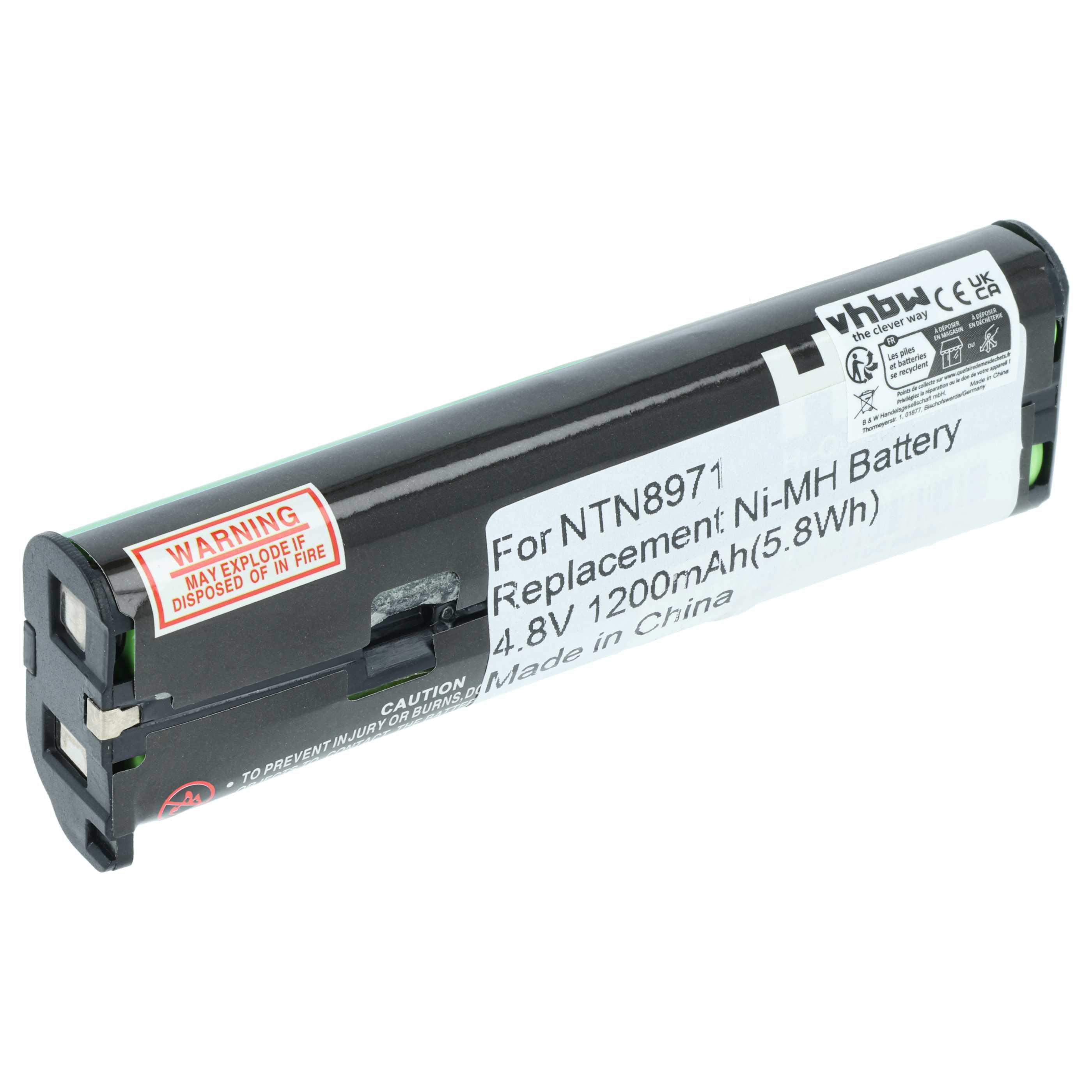 Radio Battery replaces Motorola NNTN4190, NTN8657, NTN8970A, NNTN4190A, NNTN4190AR - 1200 mAh 4.8 V NiMH