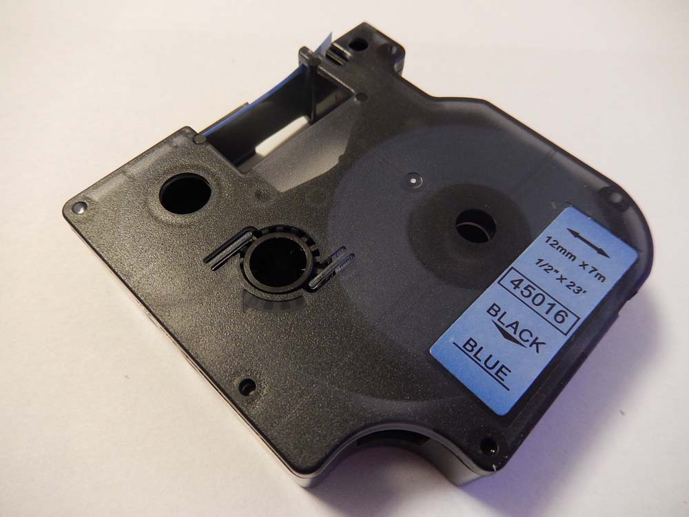 Cassette à ruban remplace Dymo D1, 45016 - 12mm lettrage Noir ruban Bleu