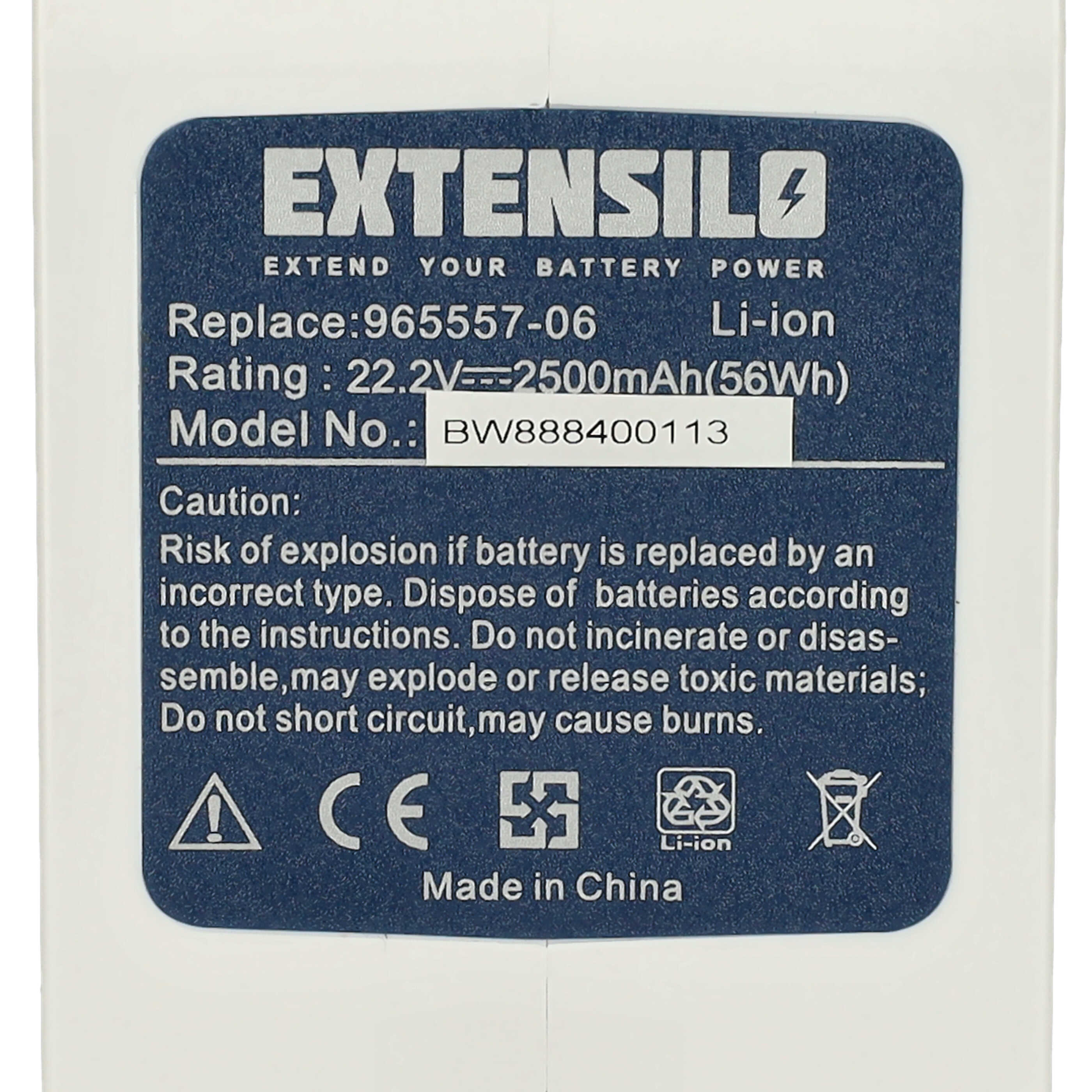 Extensilo Batterie remplace Dyson 17083-3009, 17083-3511 pour aspirateur - 2500mAh 22,2V Li-ion, blanc