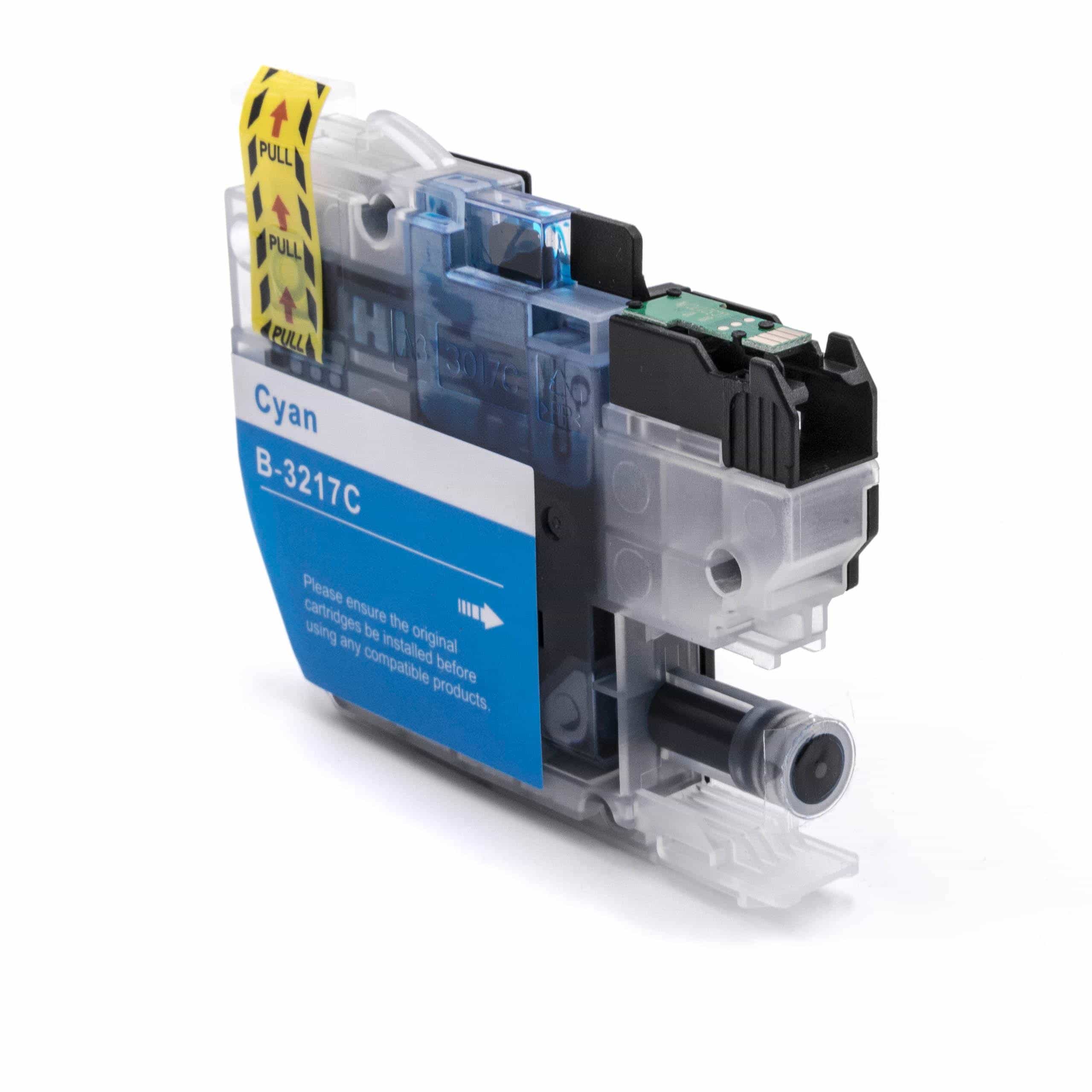 Ink Cartridge as Exchange for Brother LC-3217C, LC3217C for Brother Printer - Cyan 12 ml + Chip