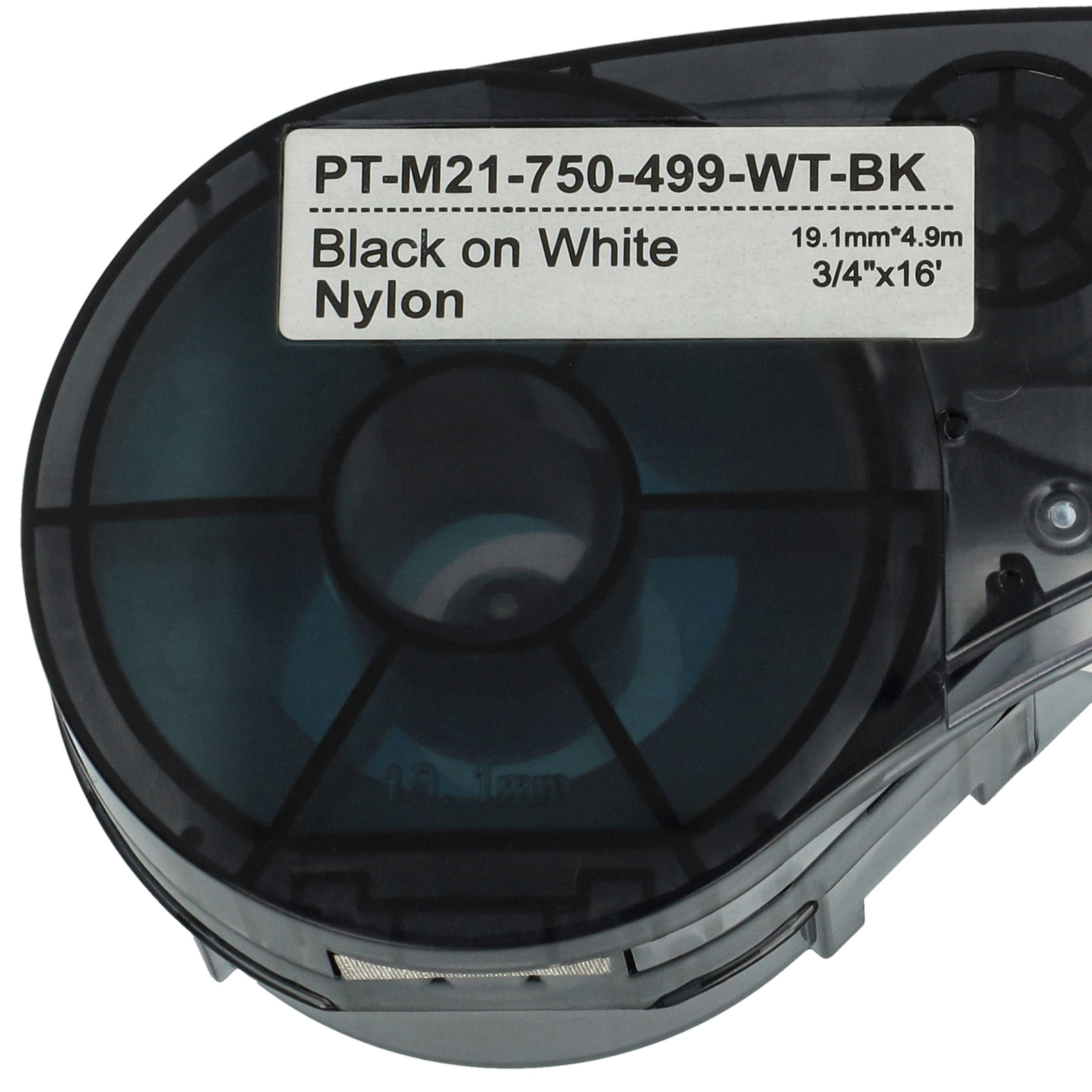 Cassetta nastro sostituisce Brady BM21-750-499 per etichettatrice Brady 19,05mm nero su bianco, nylon
