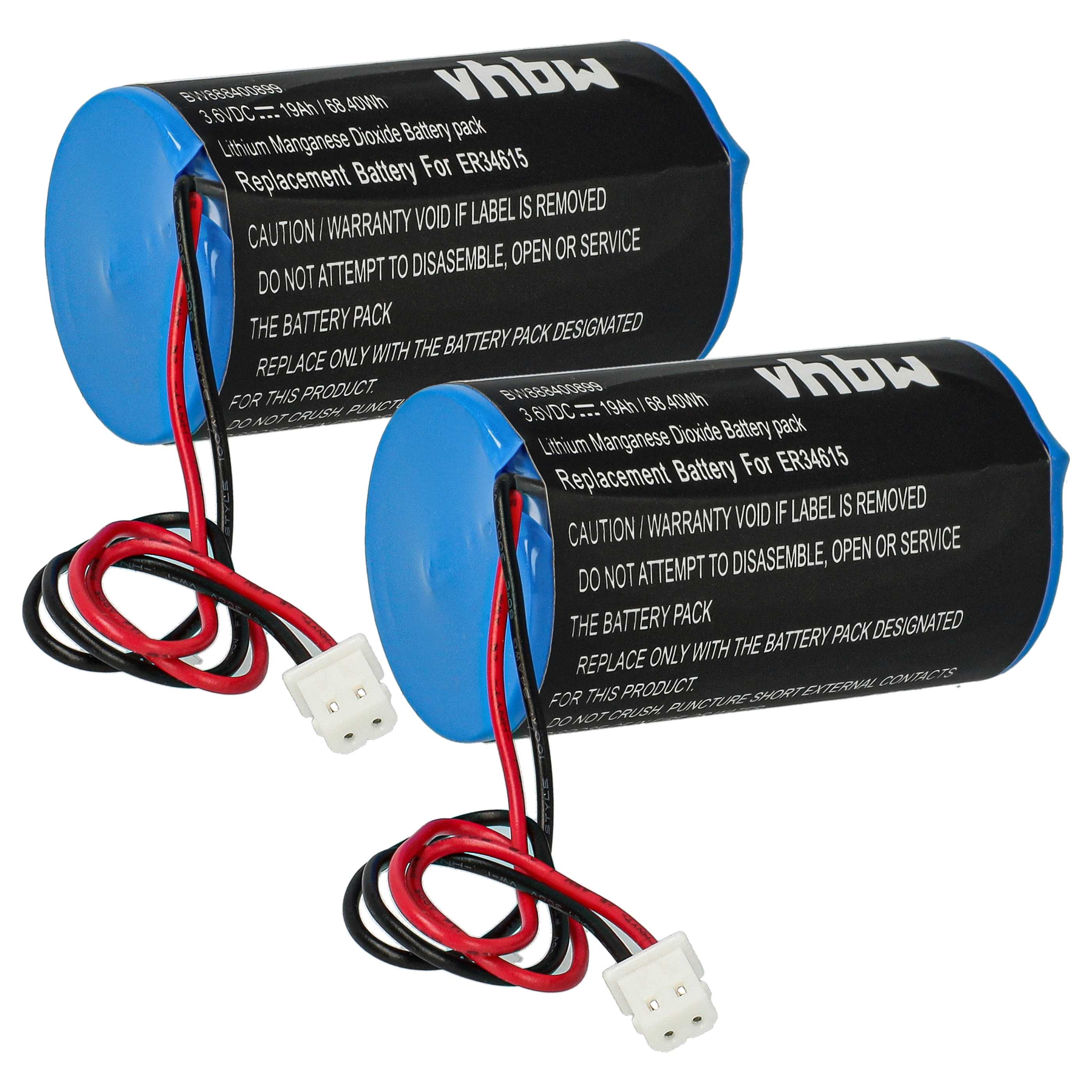2x Piles remplace Eve ER34615-GL101 pour centrale d'alarme Visonic - 19000mAh 3,6V Li-ion