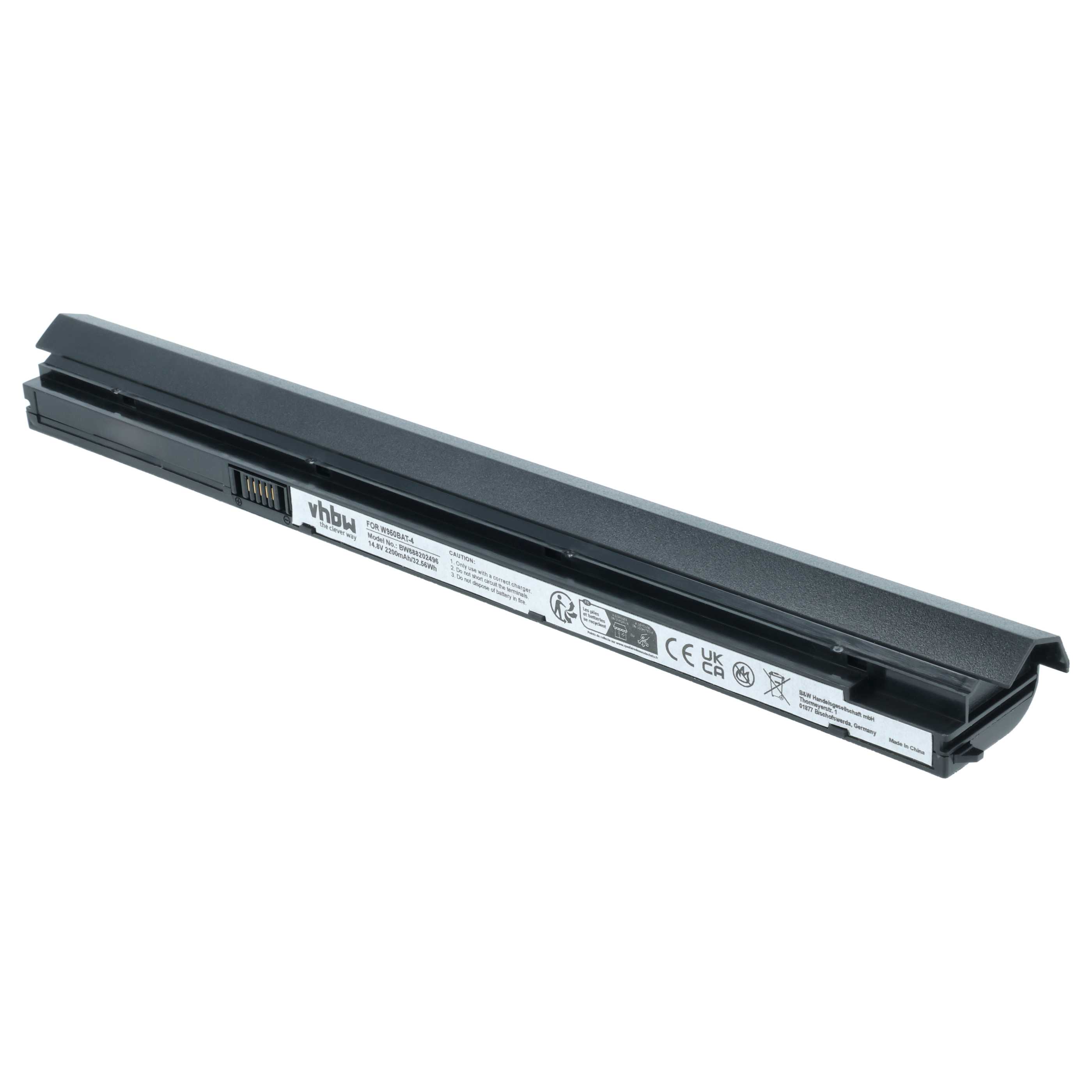 Notebook Battery replaces Clevo 6-87-W95KS, 6-87-W95KS-42F2, 6-87-W95KS-49F - 2200 mAh 14.8 V Li-Ion, black