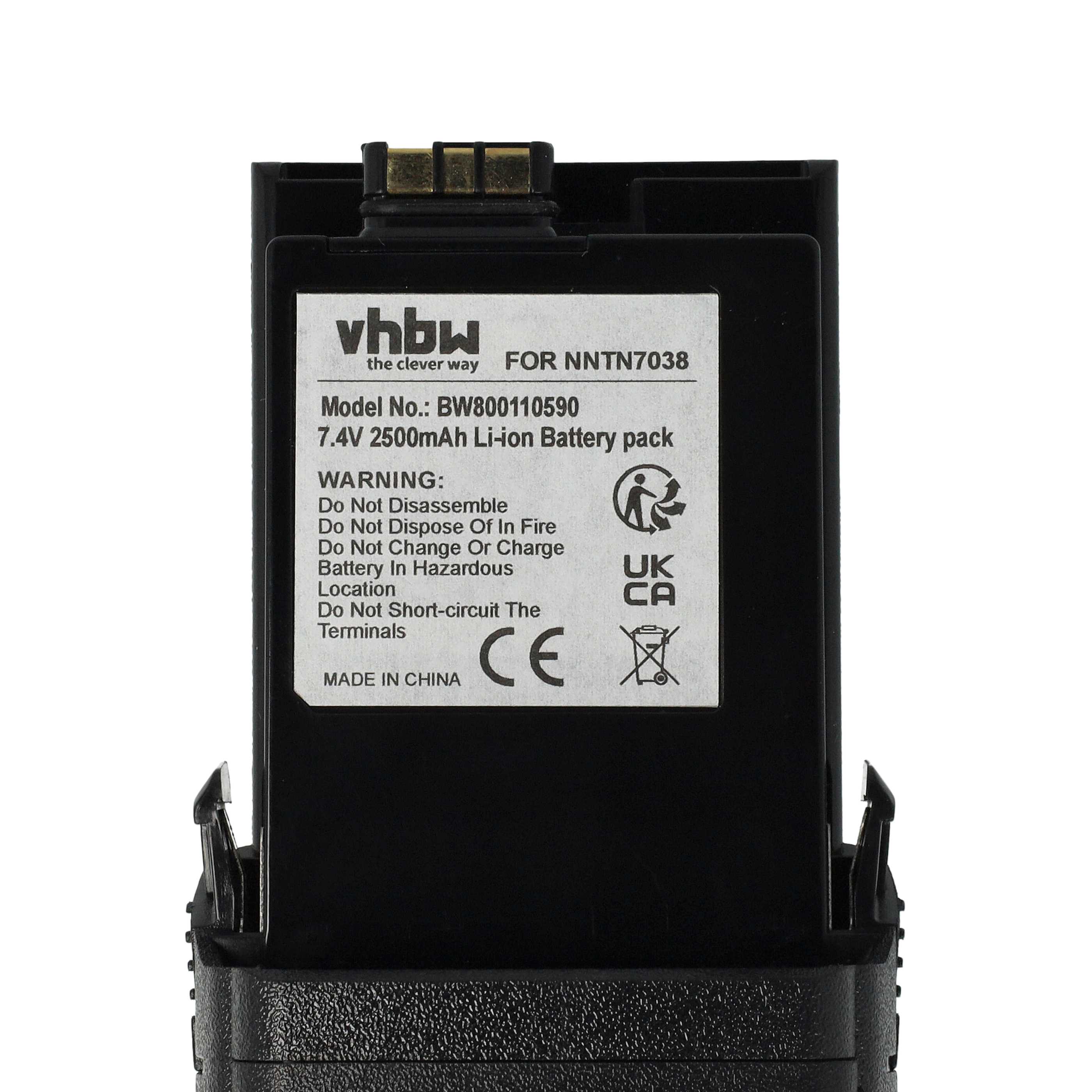 Radio Battery replaces Motorola NNTN7034A, NNTN7034B, NNTN7038, NNTN7035A, NNTN7035 - 2500 mAh 7.4 V Li-Ion