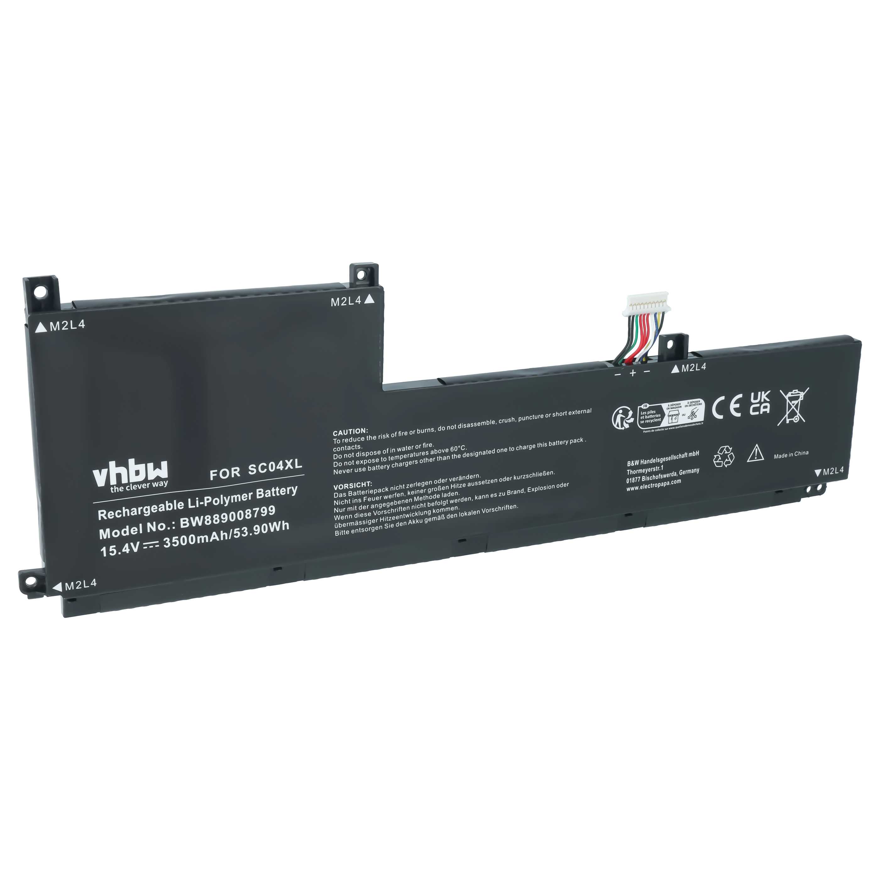 Notebook Battery replaces HP SC04XL, SC04063XL, M08254-1C1, HSTNN-IB9R - 3500 mAh 15.4 V Li-polymer