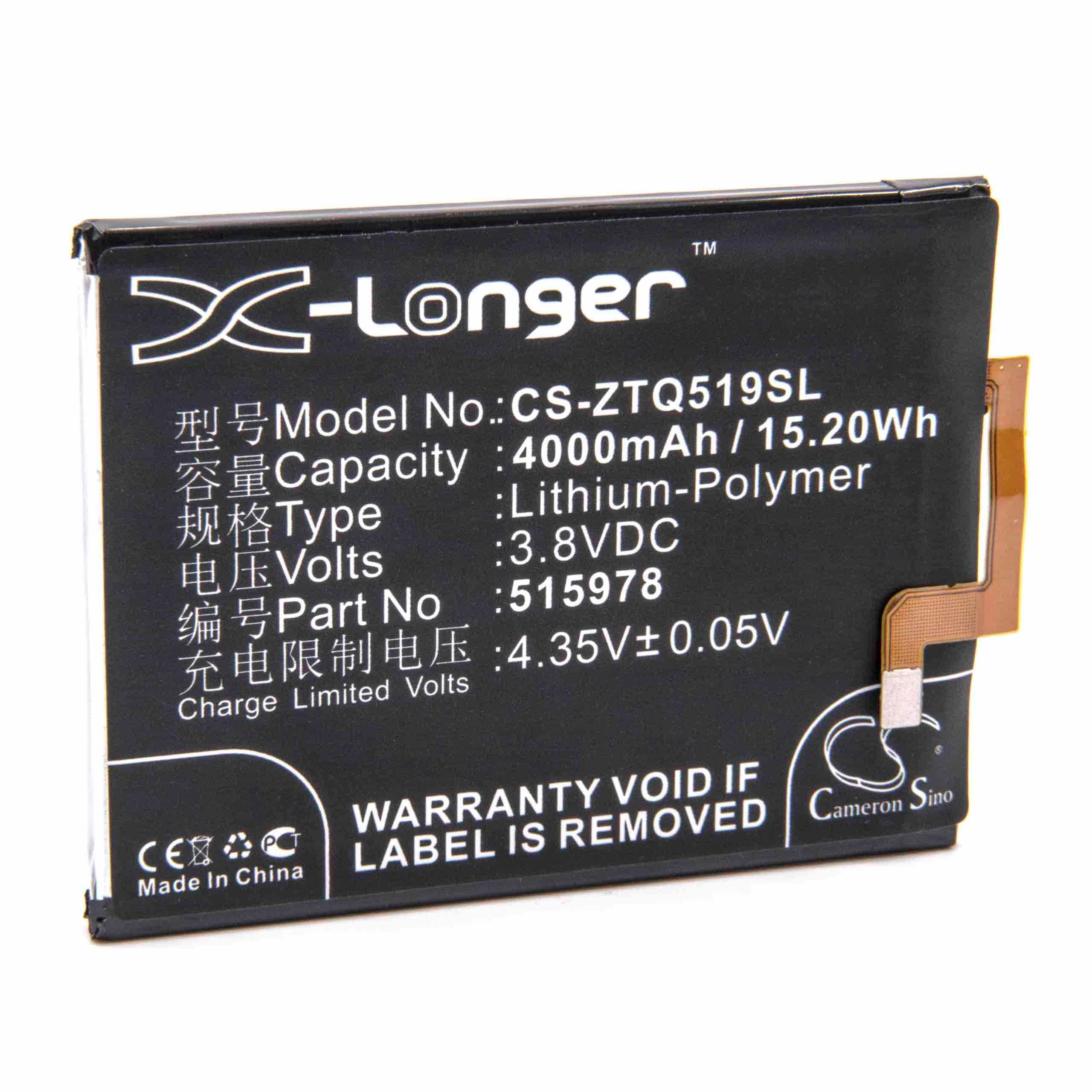 Mobile Phone Battery Replacement for ZTE E169-515978, 515978 - 4000mAh 3.8V Li-polymer