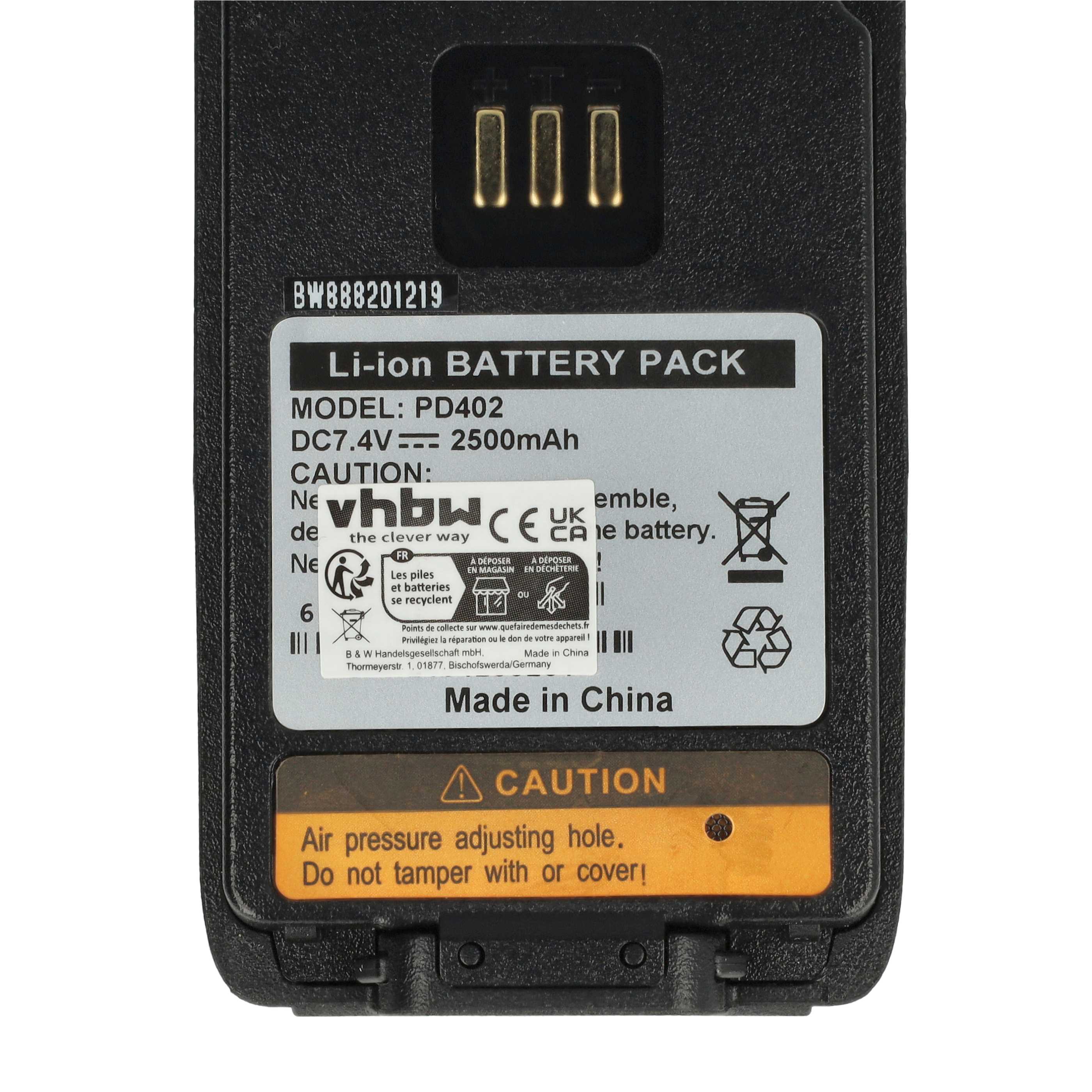 Radio 5x Battery replaces Hytera BL1502, BL2010, BL1504, BL2020-EX, BL2020 - 2500 mAh 7.2 V Li-Ion