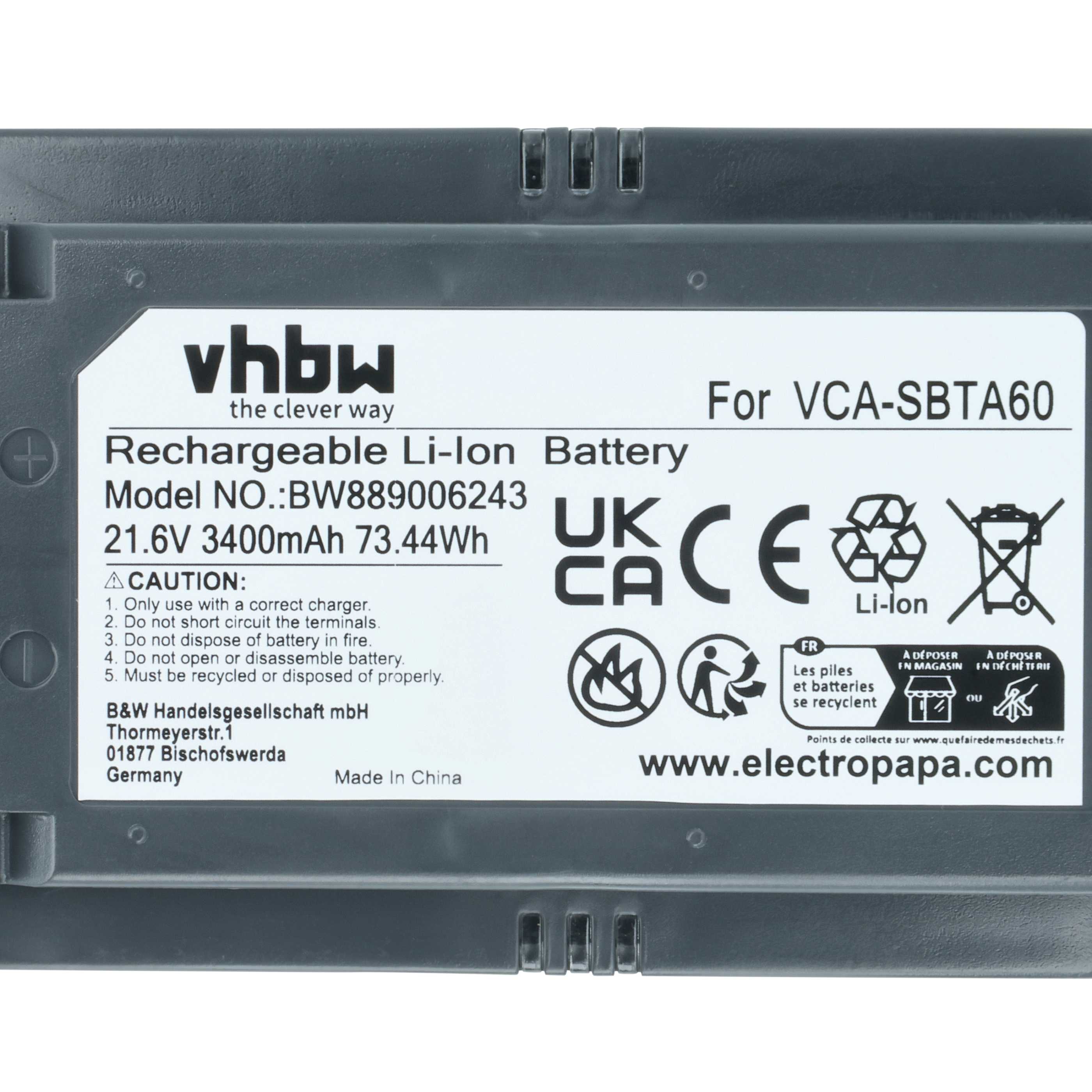 Akumulator do odkurzacza Samsung zamiennik Samsung 8806092219397, VCA-SBTA60 - 3,4 Ah 21,6V Li-Ion
