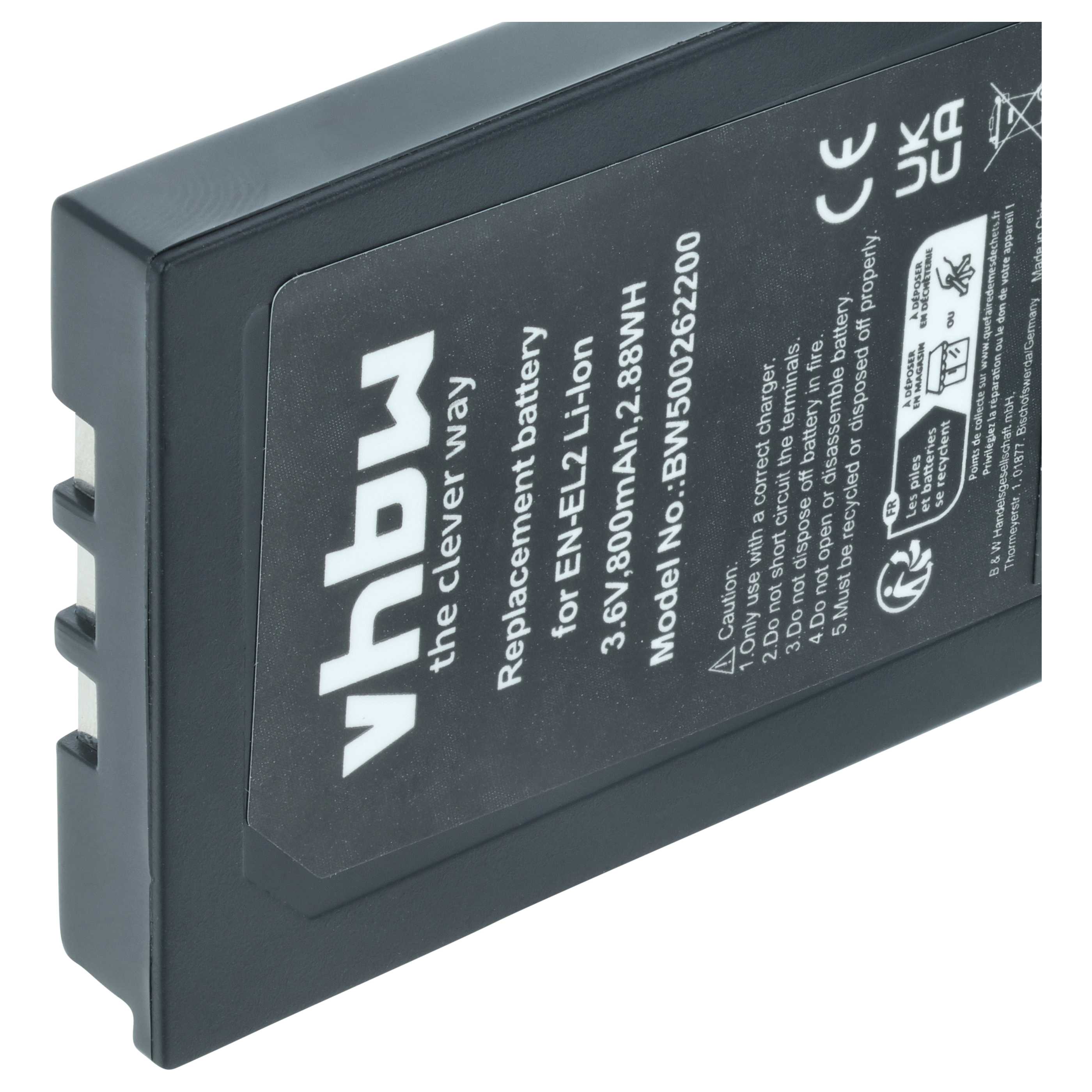 Battery replaces Nikon EN-EL2 - 800mAh, 3.6V, Li-Ion
