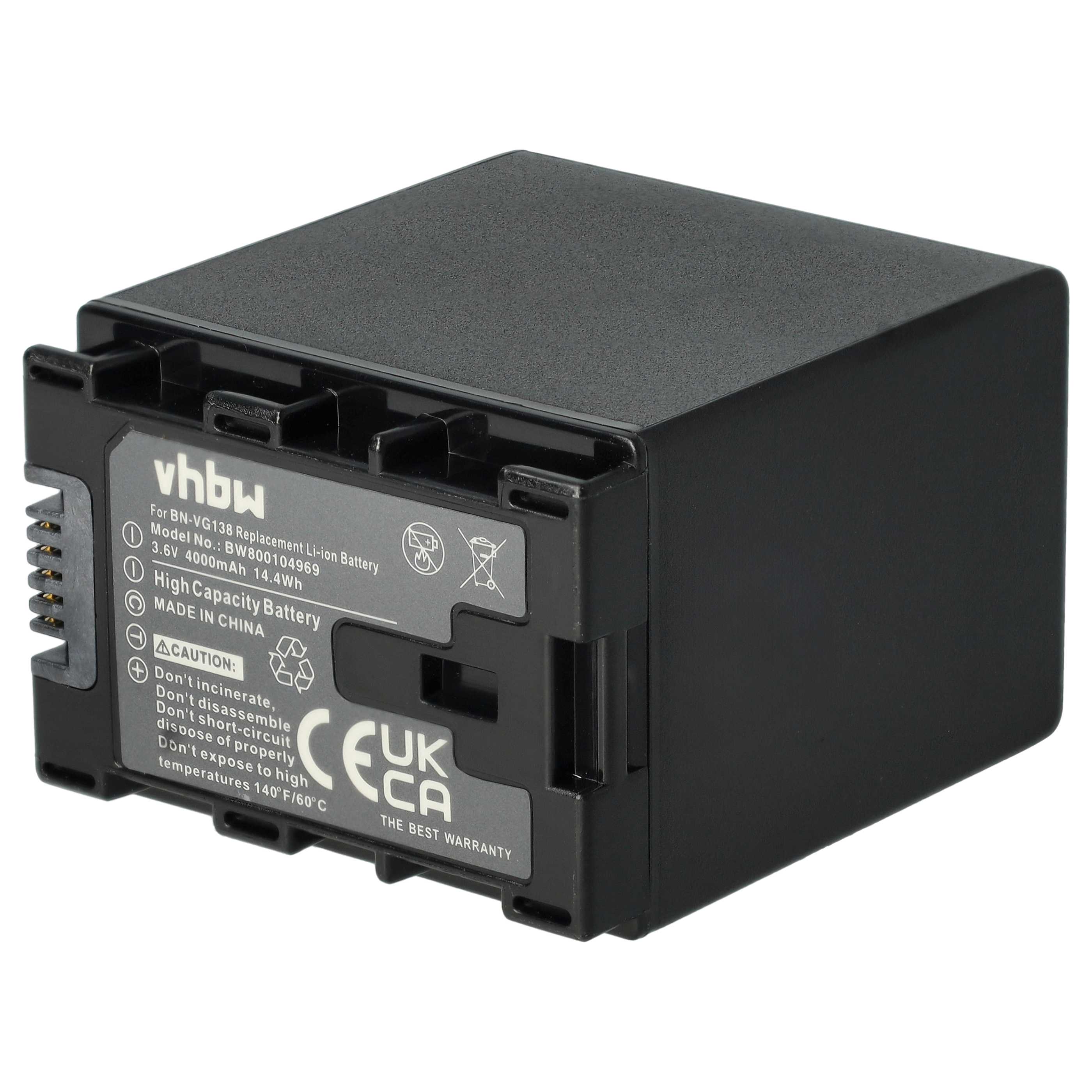 Videokamera-Akku als Ersatz für JVC BN-VG138 - 4000mAh 3,6V Li-Ion mit Infochip