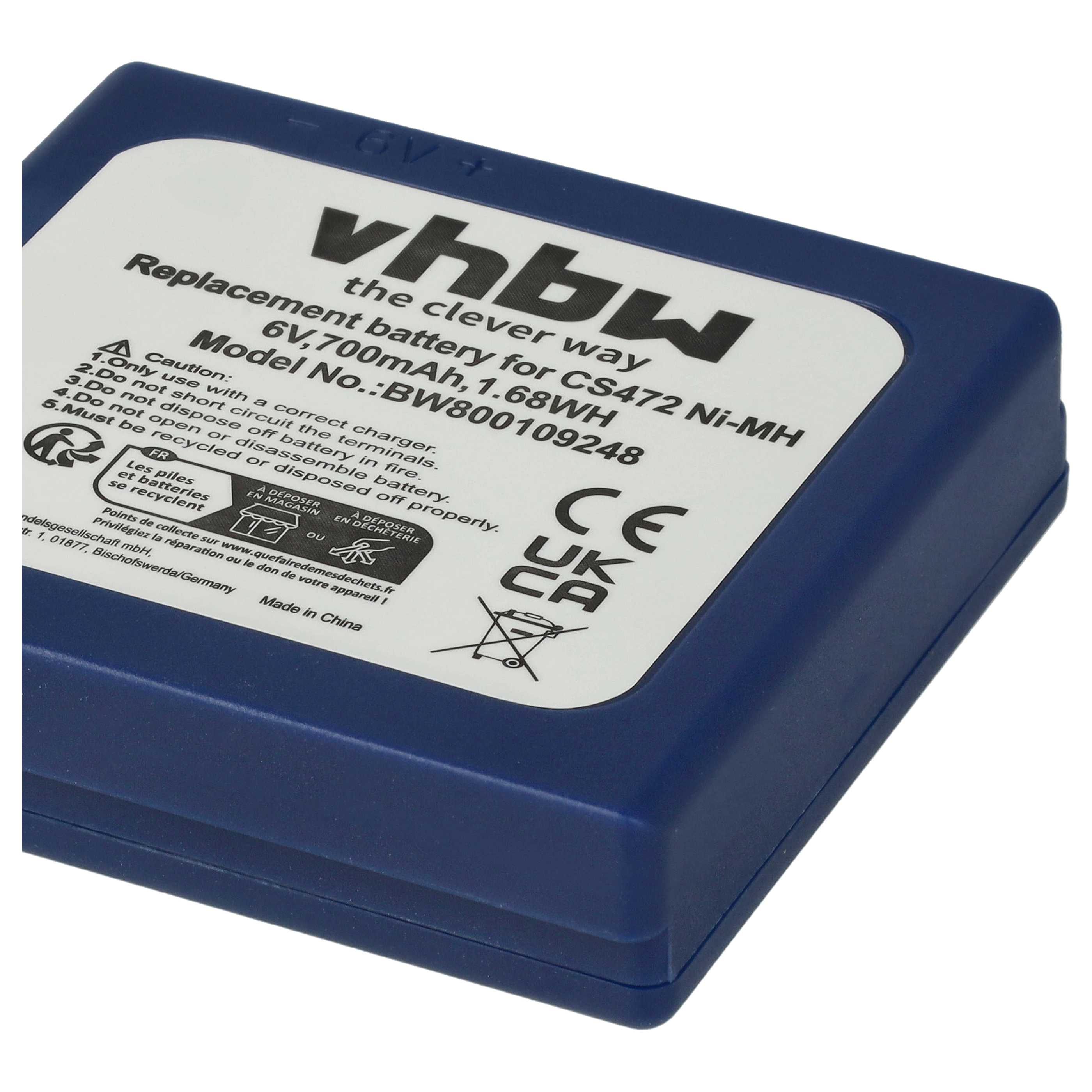 Radio 10x Battery replaces HBC BA222060, BA222061, BA203060, FBFUB03, AF-FUB03M, KH68302500 - 700 mAh 6 V NiMH