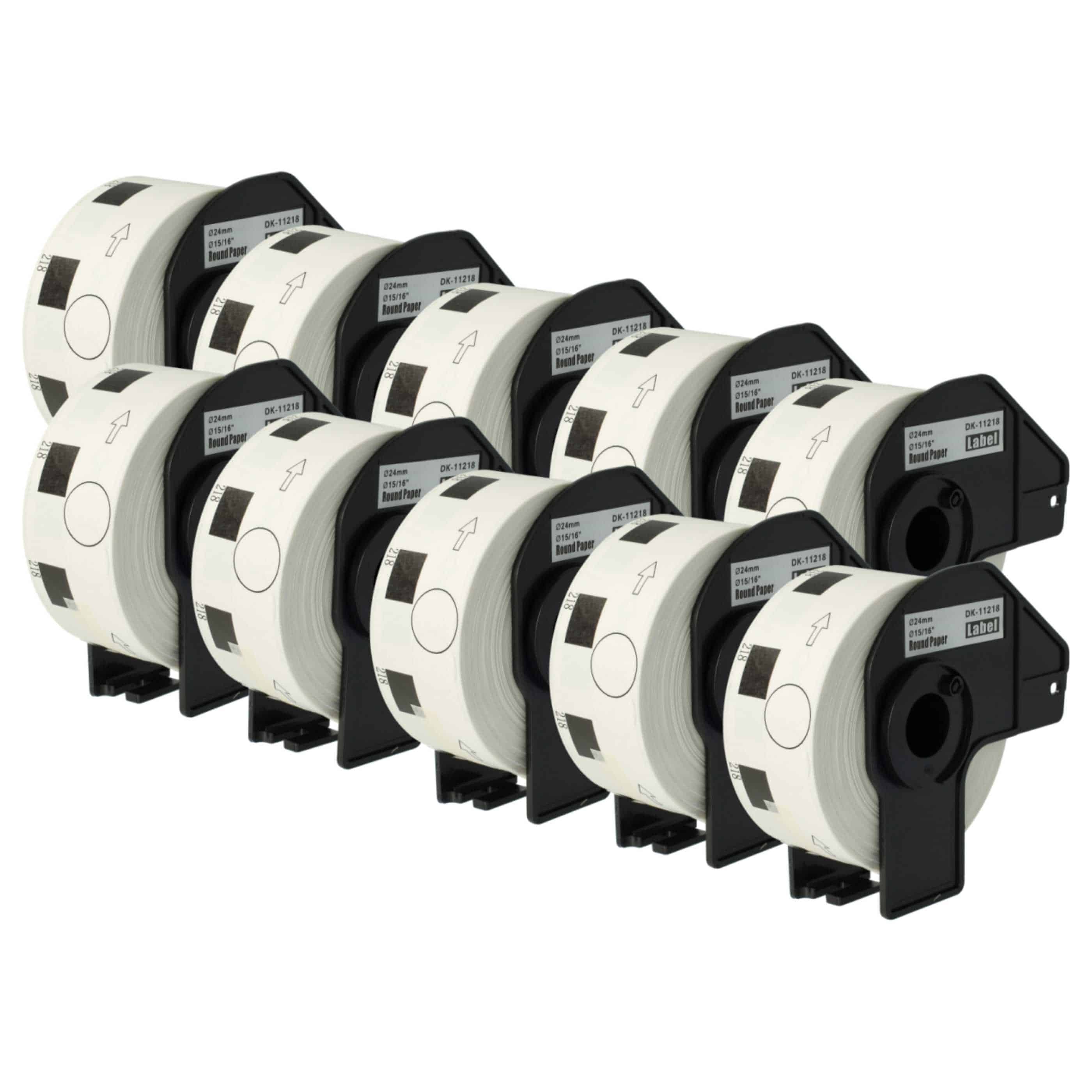 10x Label Roll replaces Brother DK-11218 Labeller - Premium 24 mm + Holder