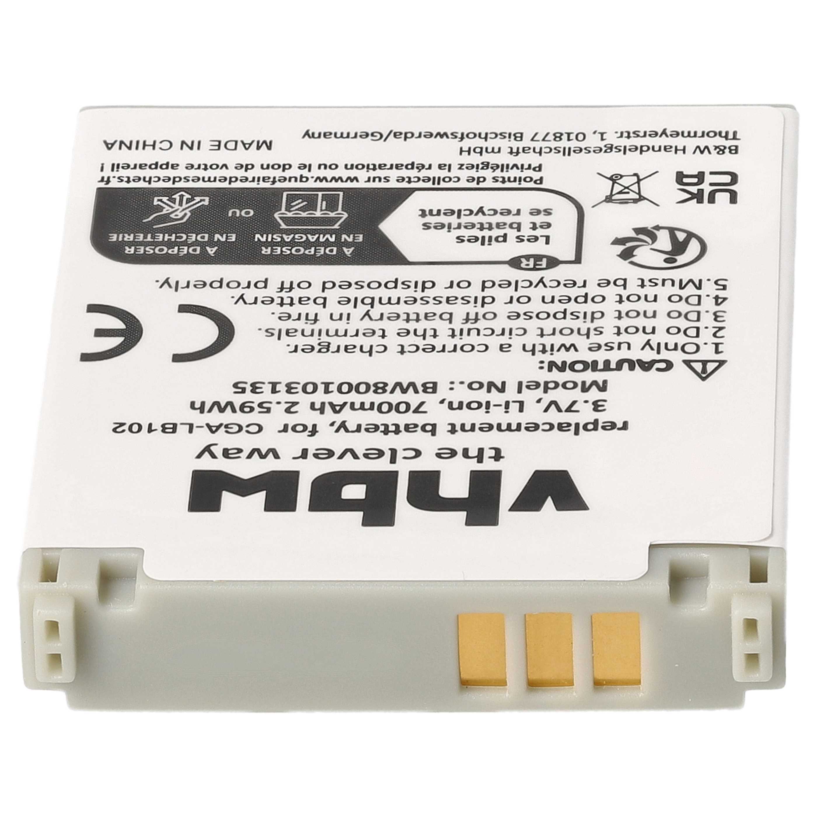 Akku als Ersatz für Panasonic CGA-LB102 - 700mAh 3,7V Li-Ion