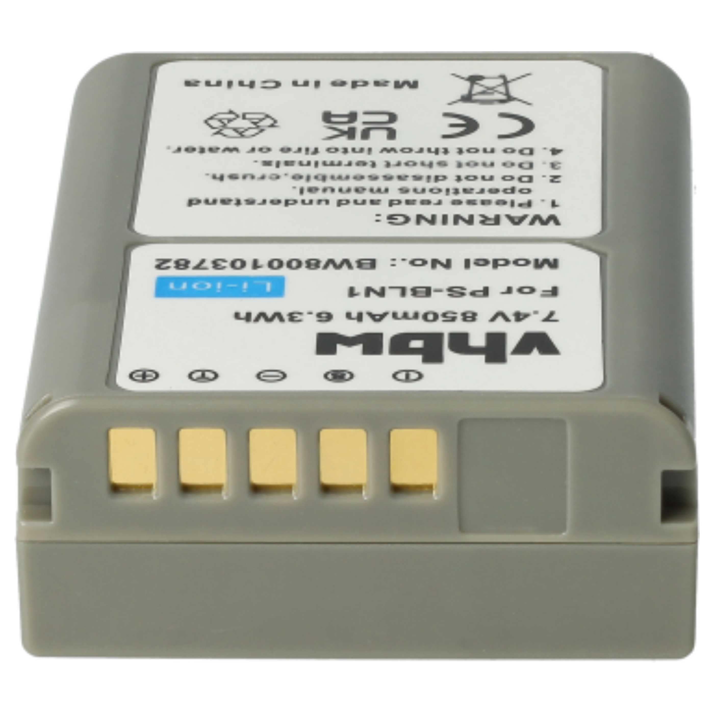 3x Battery replaces Olympus PS-BLN1 - 850mAh, 7.6V, Li-Ion with Info Chip