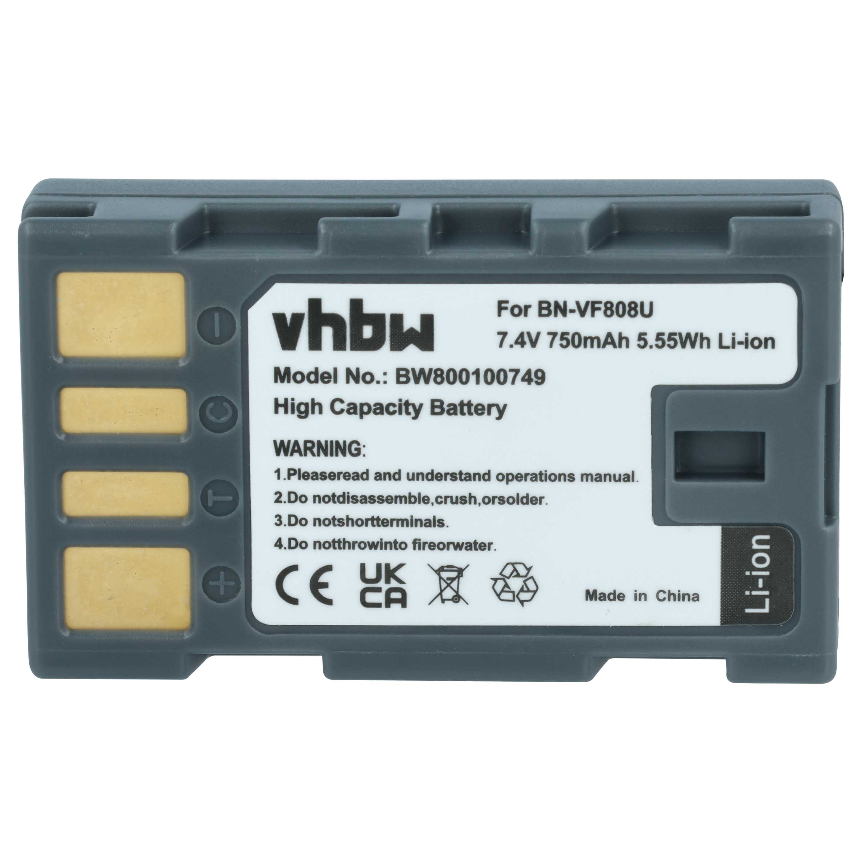 Videocamera 3x Battery replaces JVC BN-VF823, BN-VF808, BN-VF815, BN-VF808U, BN-VF815U - 750 mAh 7.4 V Li-Ion