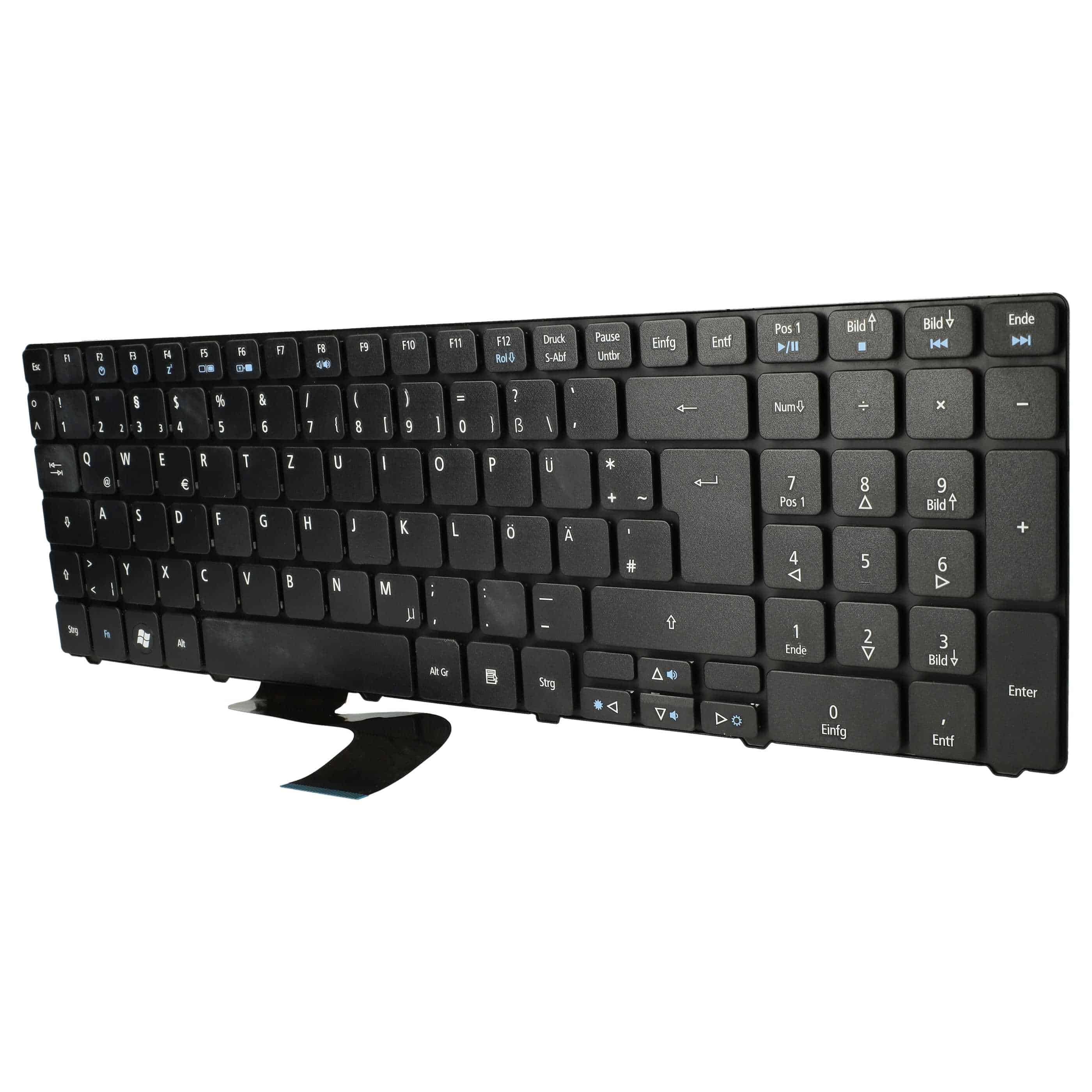 Keyboard replaces Acer 491274-B31, 9J.N8682.R1D, 490267-B31 for notebook - black with numeric keypad QWERTZ