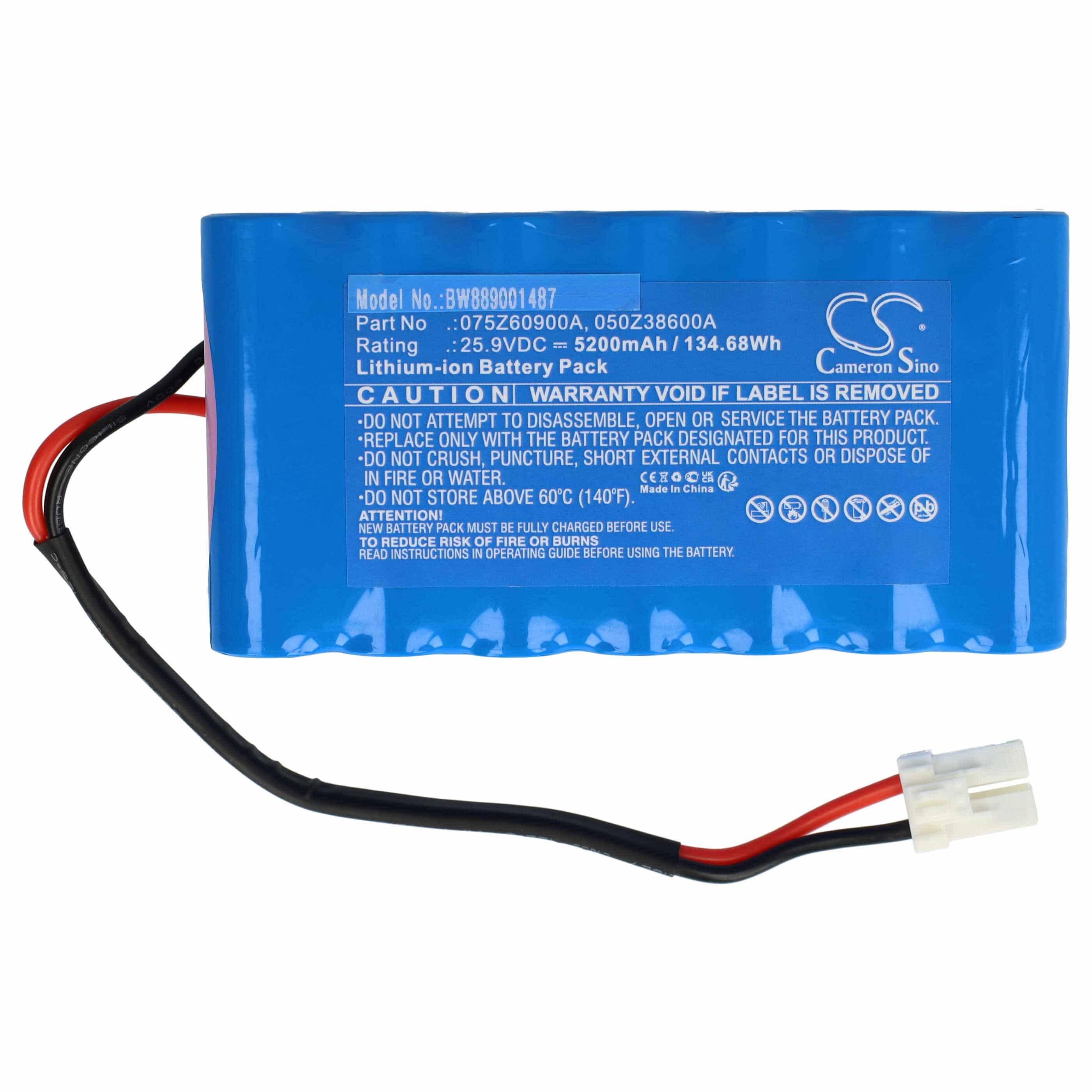 Lawnmower Battery Replacement for Ambrogio 075Z60900A, 050Z38600A, 050Z36600A - 5200mAh 25.9V Li-Ion