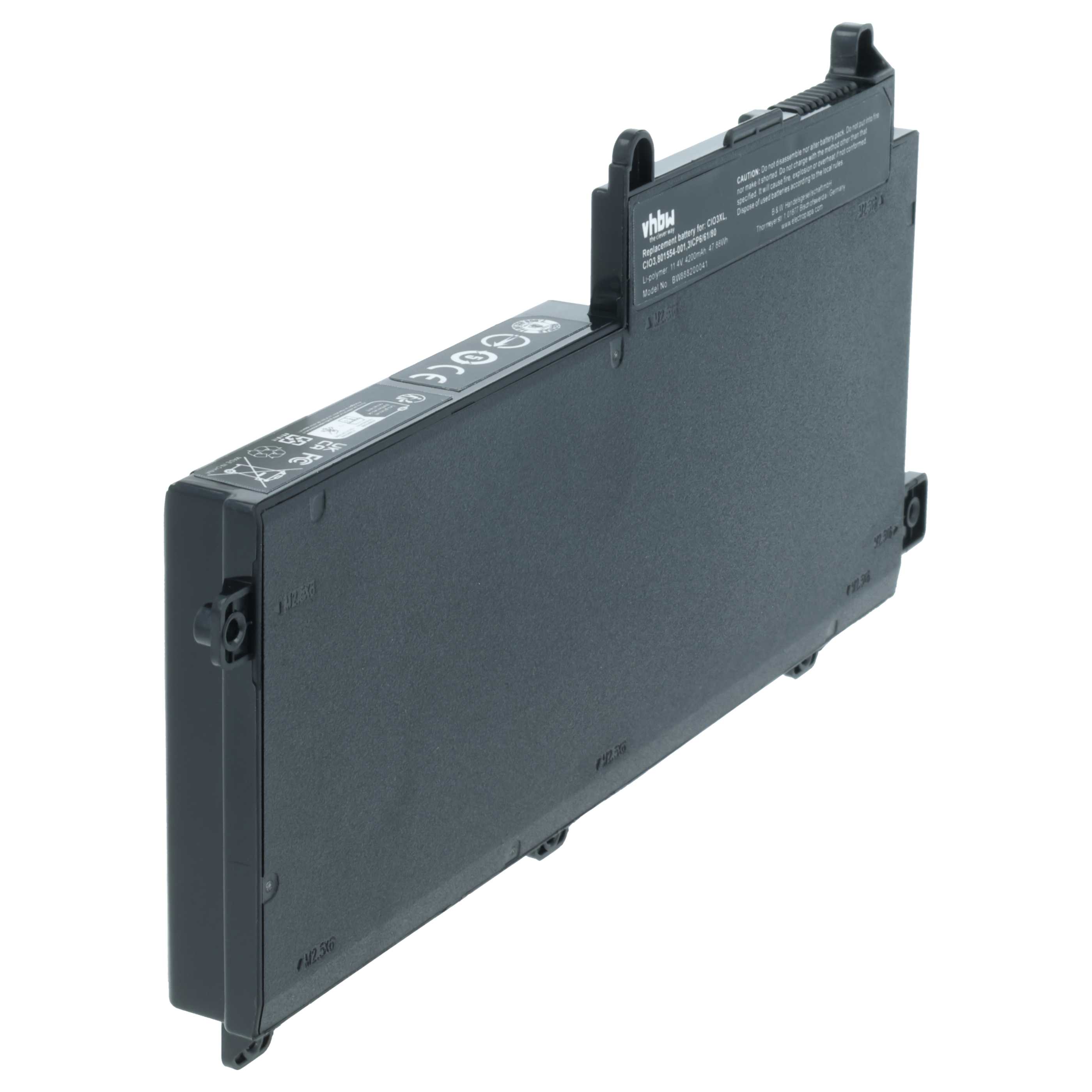 Notebook Battery replaces HP 801554-001, CI03XL, CI03, CIO3XL, CIO3 - 4200 mAh 11.4 V Li-polymer, black