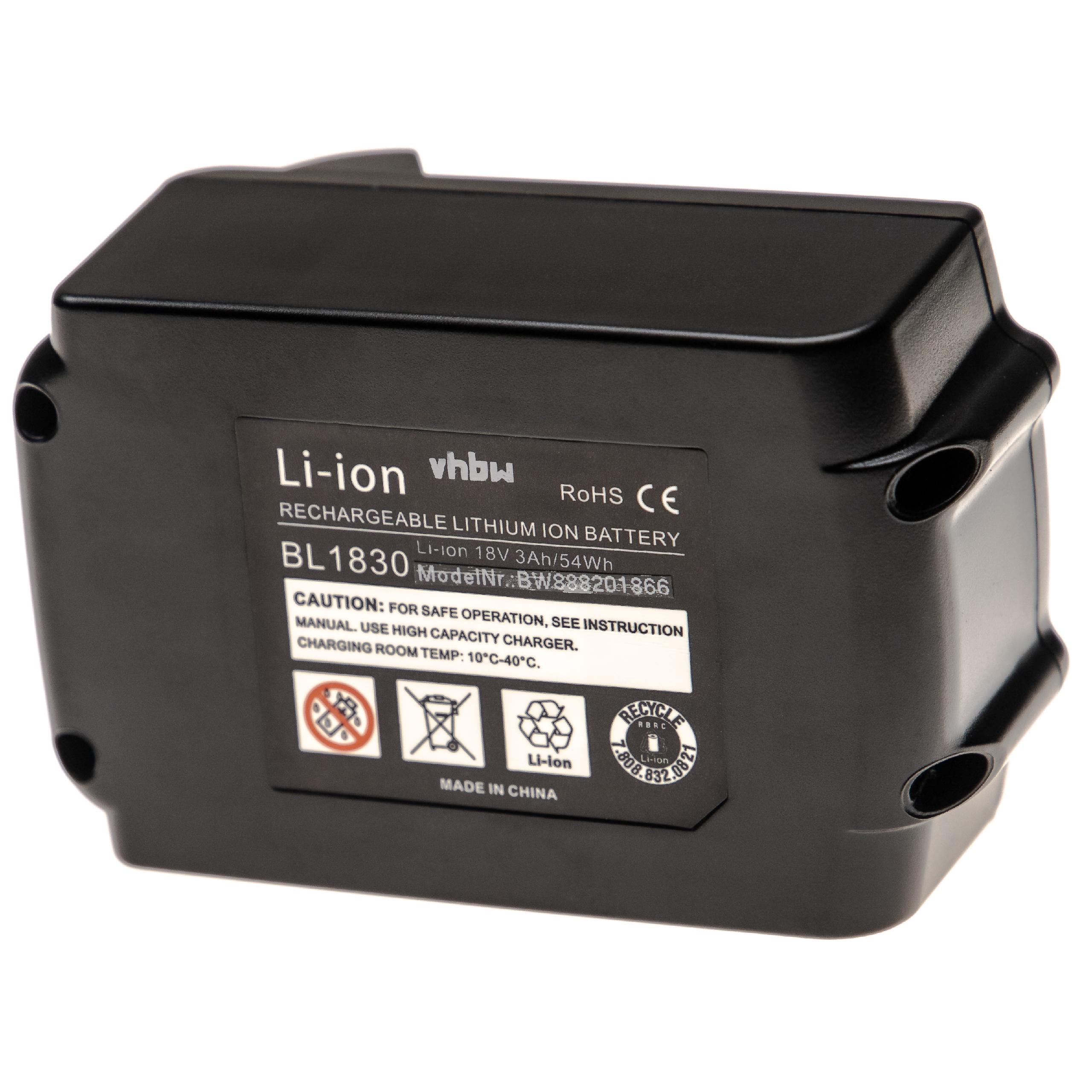 Batterie remplace Makita 194309-1, 194230-4, 194205-3, 194204-5 pour outil électrique - 3000 mAh, 18 V, Li-ion