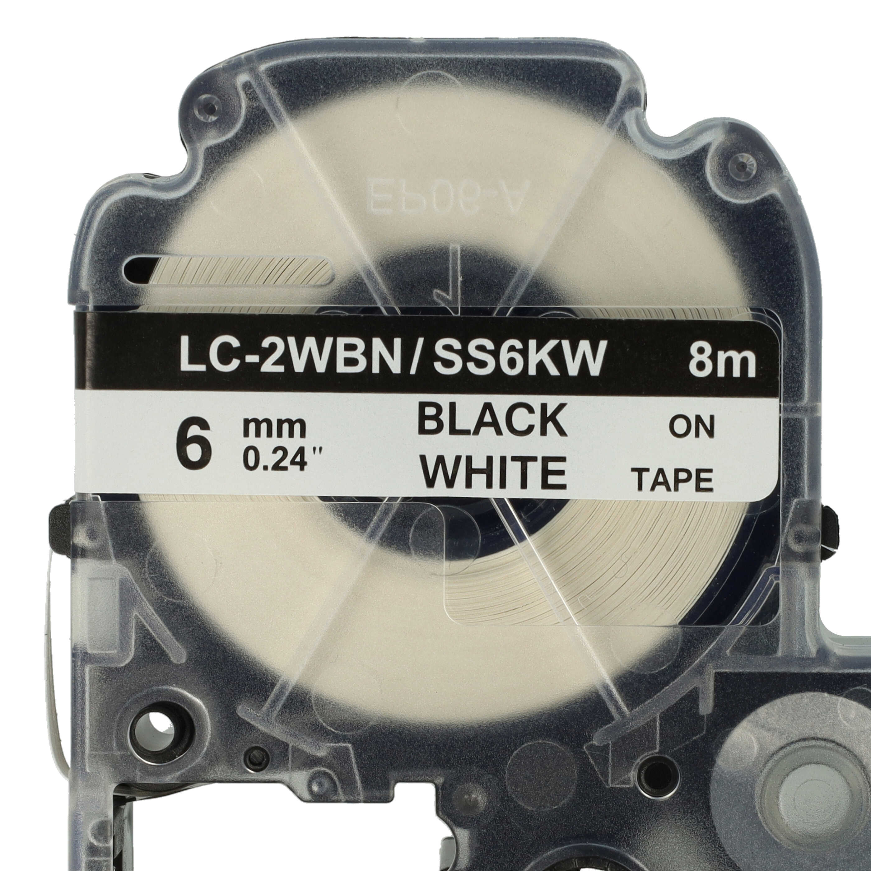 5x Label Tape replaces Epson LC-2WBN - 6 mm Black to White