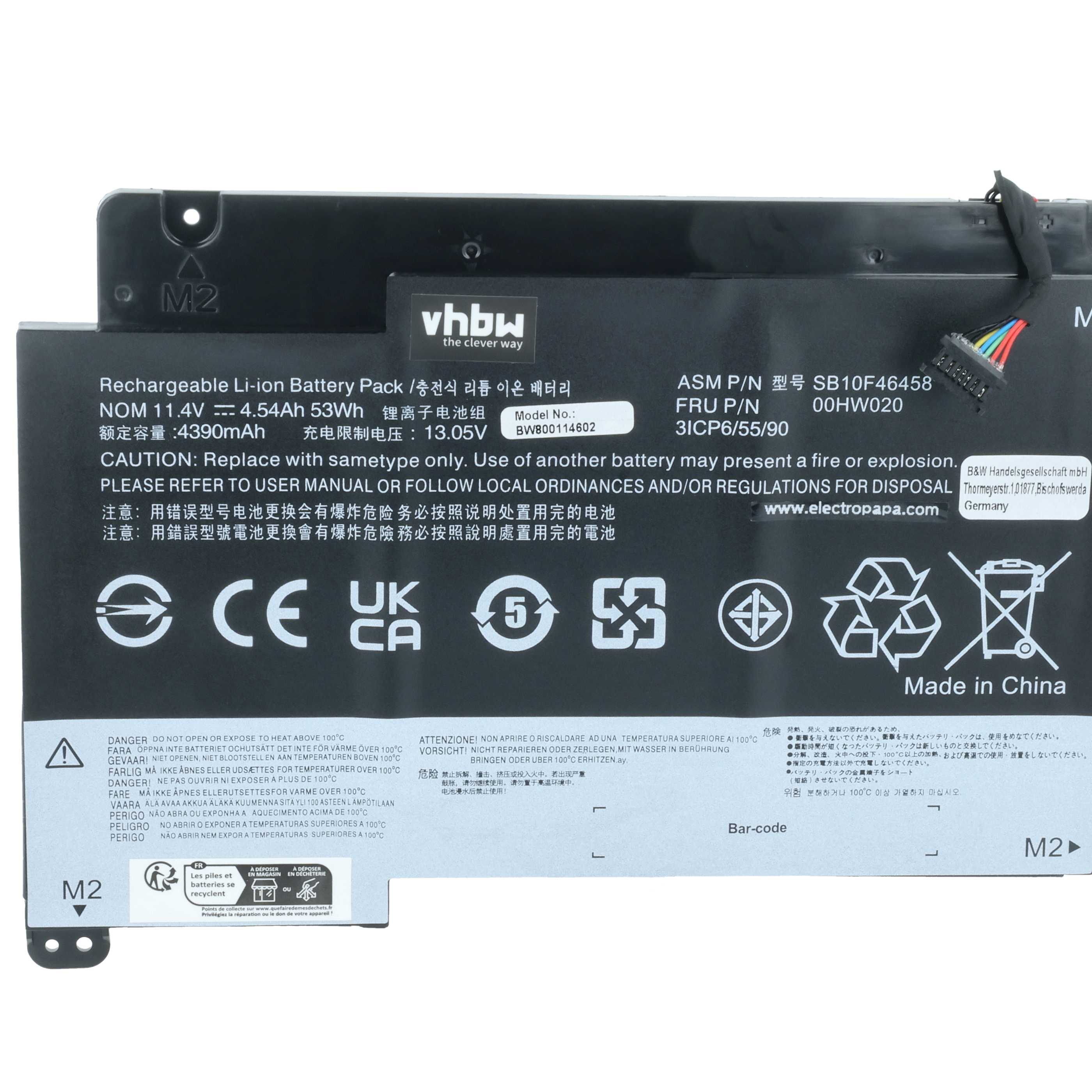 Akumulator do laptopa zamiennik Lenovo 00HW021, SB10F46458, 00HW020, SB10F46459 - 4200 mAh 11,4 V LiPo