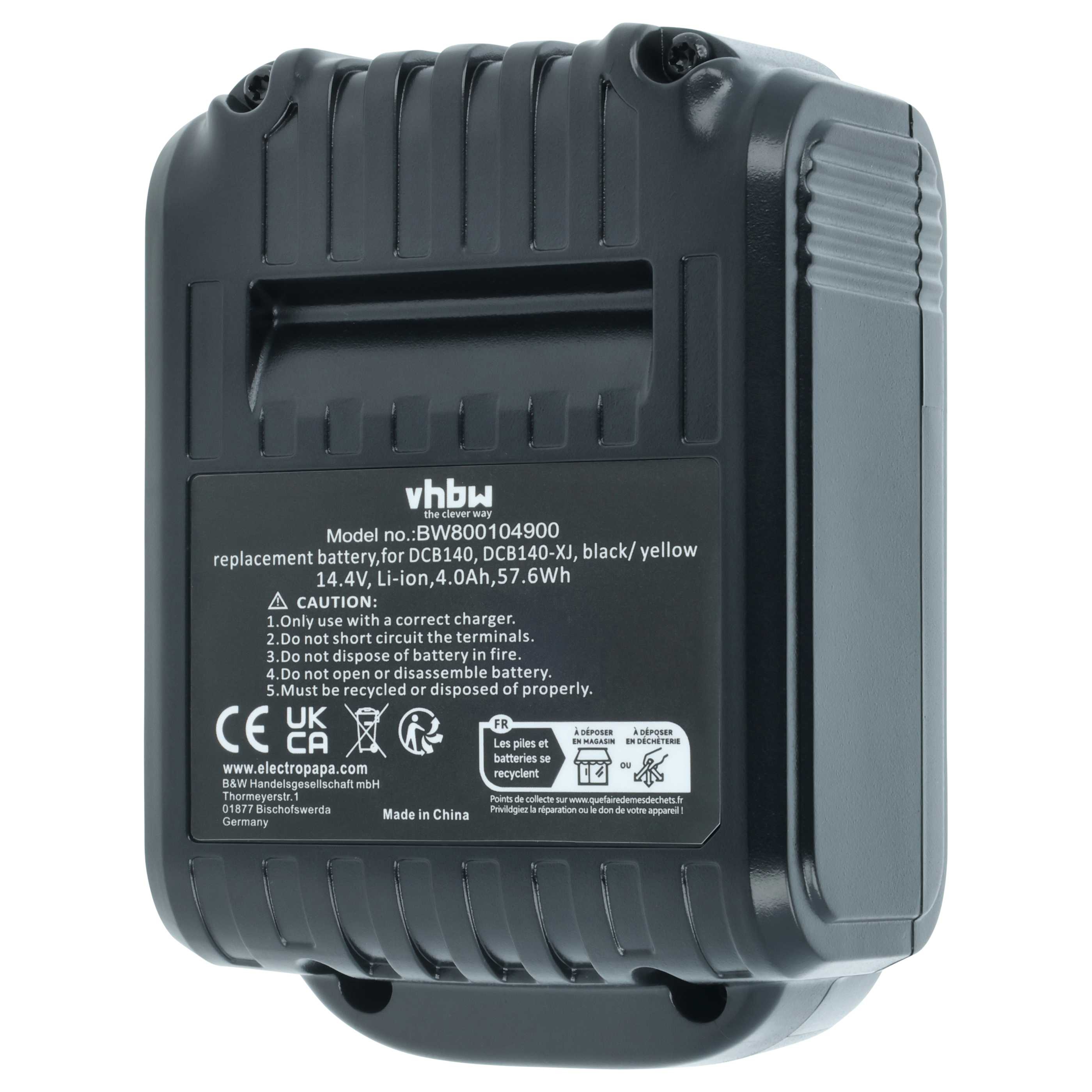 Batteria sostituisce Dewalt DCB142, DCB141, DCB140-XJ, DCB140, DCB-141-XJ per attrezzo - 4Ah 14,4V Li-Ion